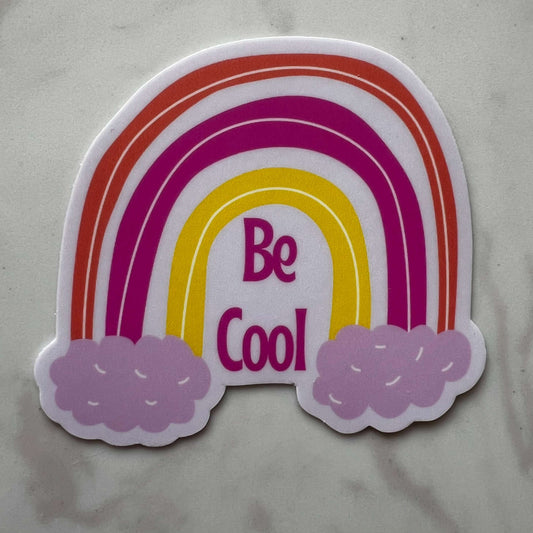 Be cool pink yellow hues laidback cool sticker