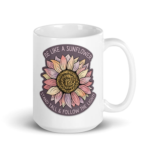 Sunflower sticker glossy white mug