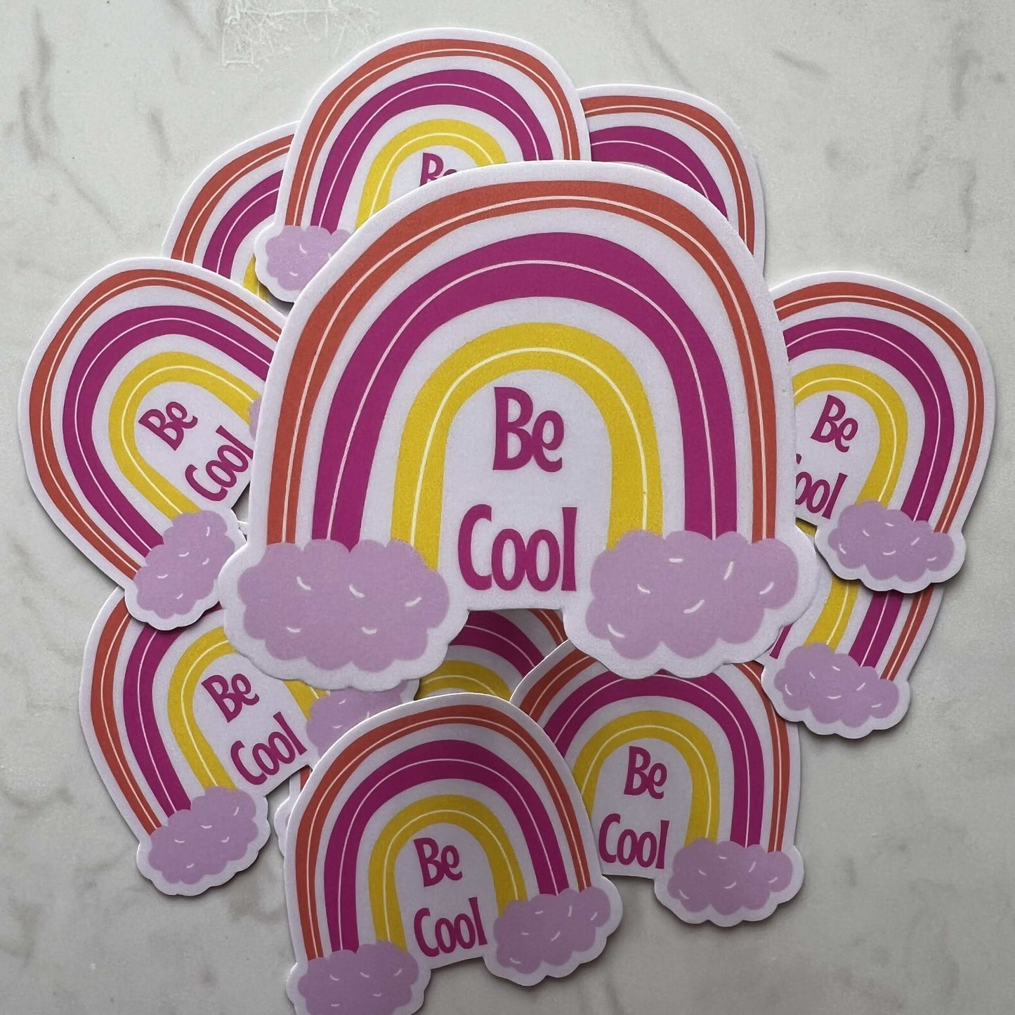 Be cool pink yellow hues laidback cool sticker