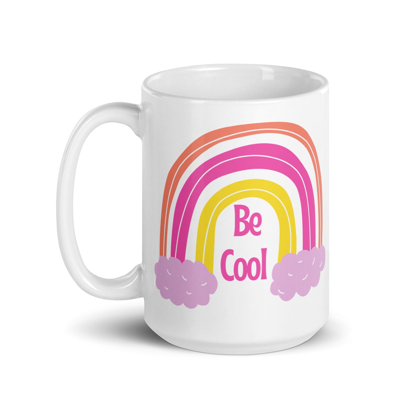 Be cool pink yellow hues laidback cool sticker mug cup glossy sturdy