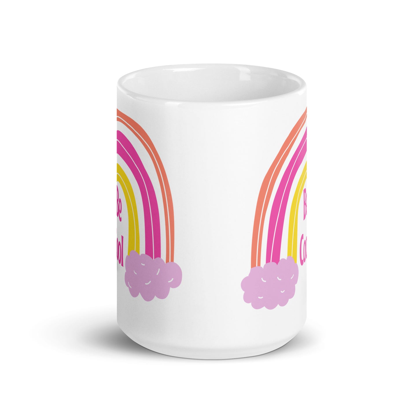 Be cool pink yellow hues laidback cool sticker mug cup glossy sturdy