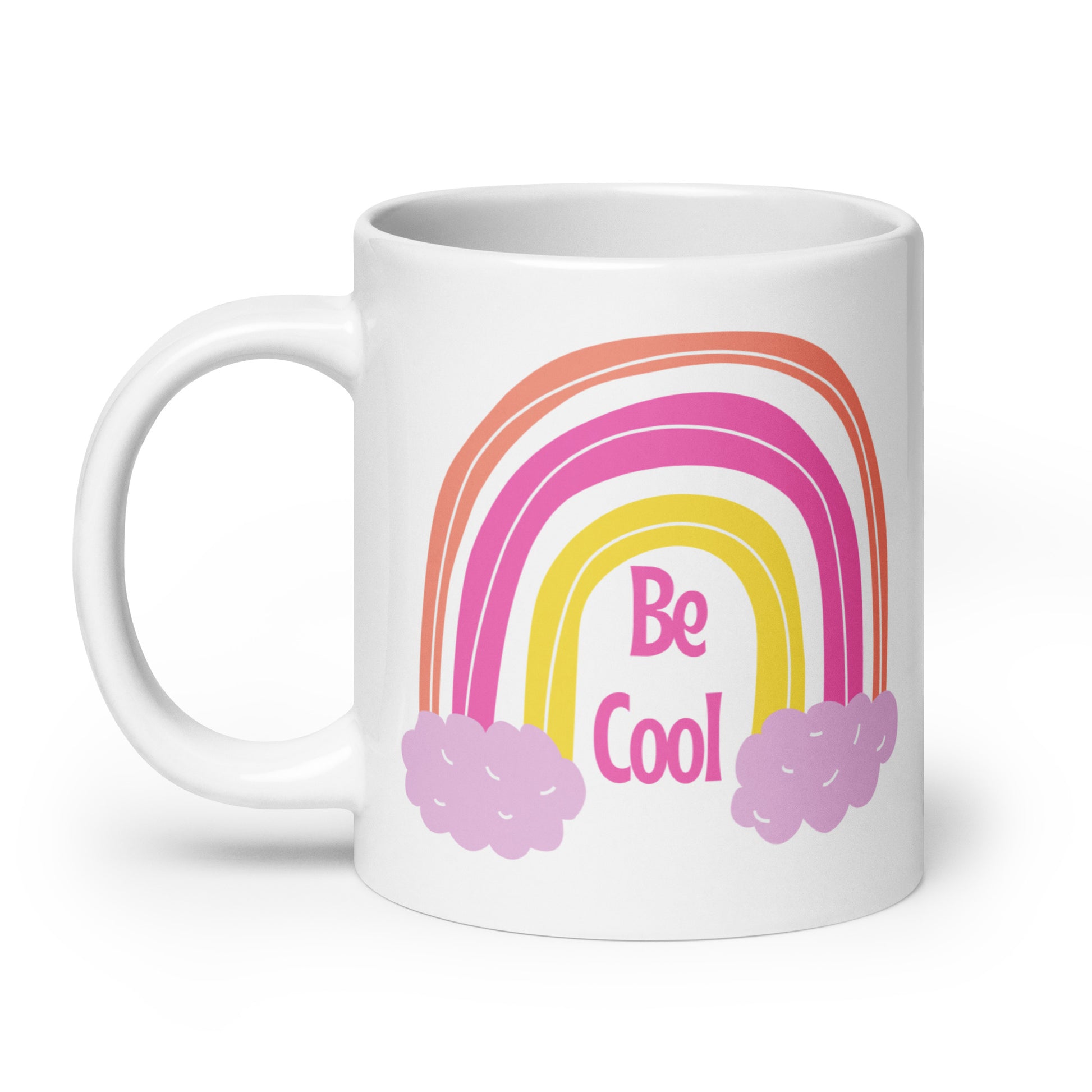 Be cool pink yellow hues laidback cool sticker mug cup glossy sturdy