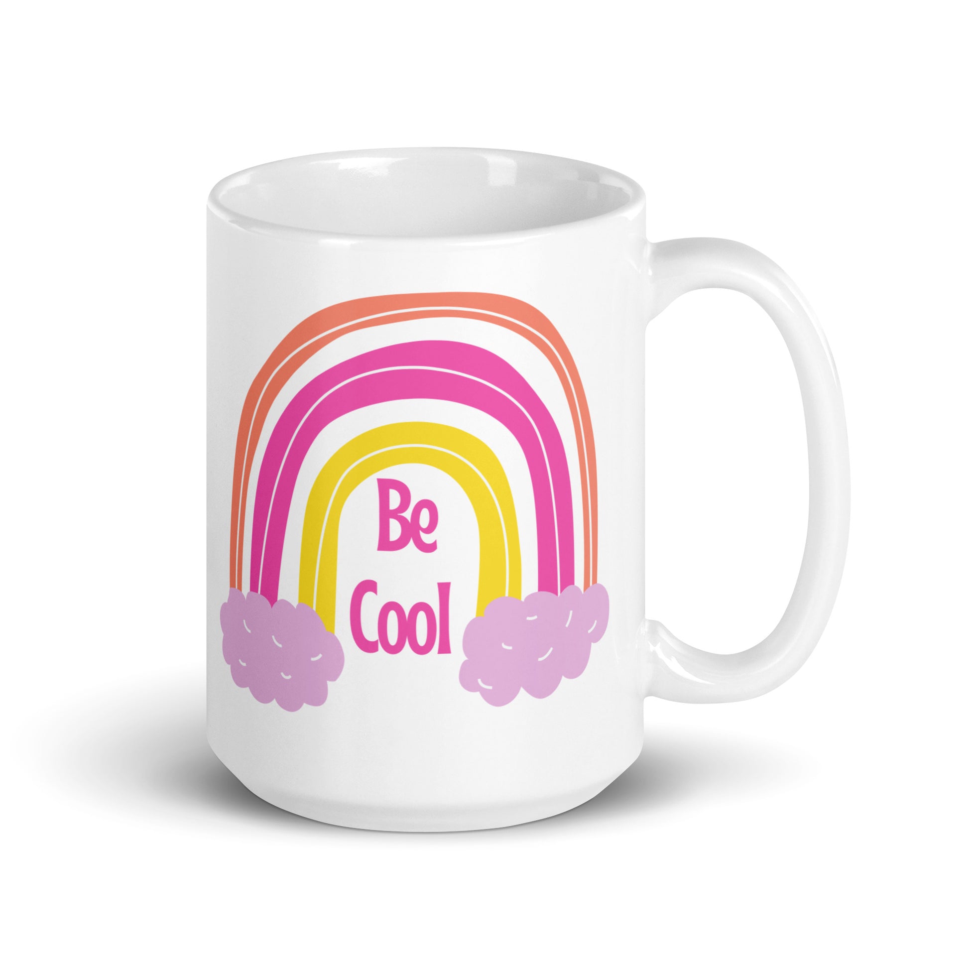 Be cool pink yellow hues laidback cool sticker mug cup glossy sturdy