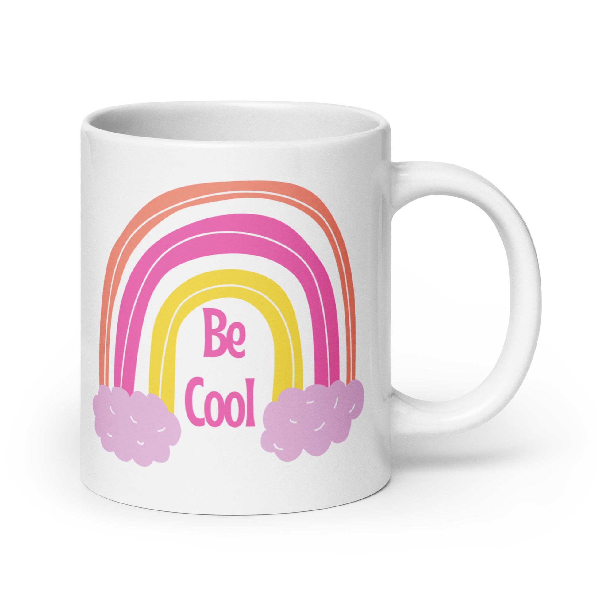 Be cool pink yellow hues laidback cool sticker mug cup glossy sturdy