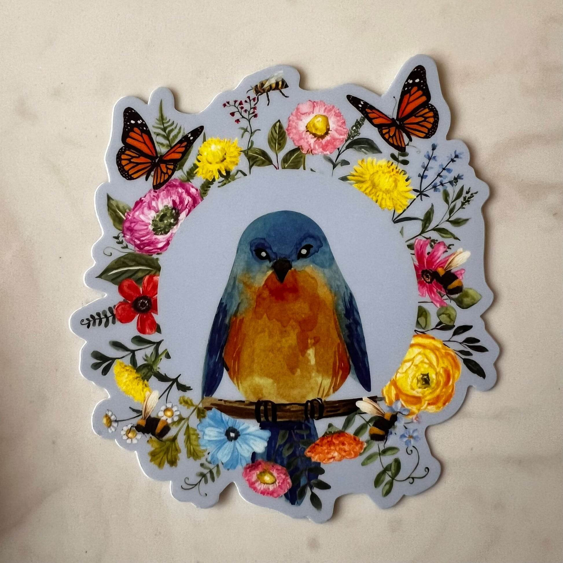 Bluebird Floral Sticker Sticker shop