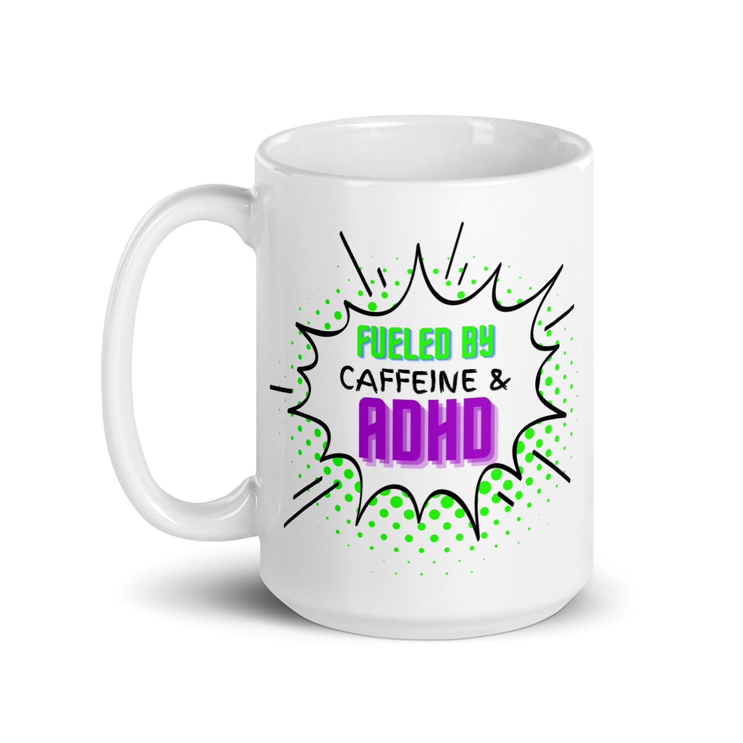 Caffeine ADHD White glossy mug