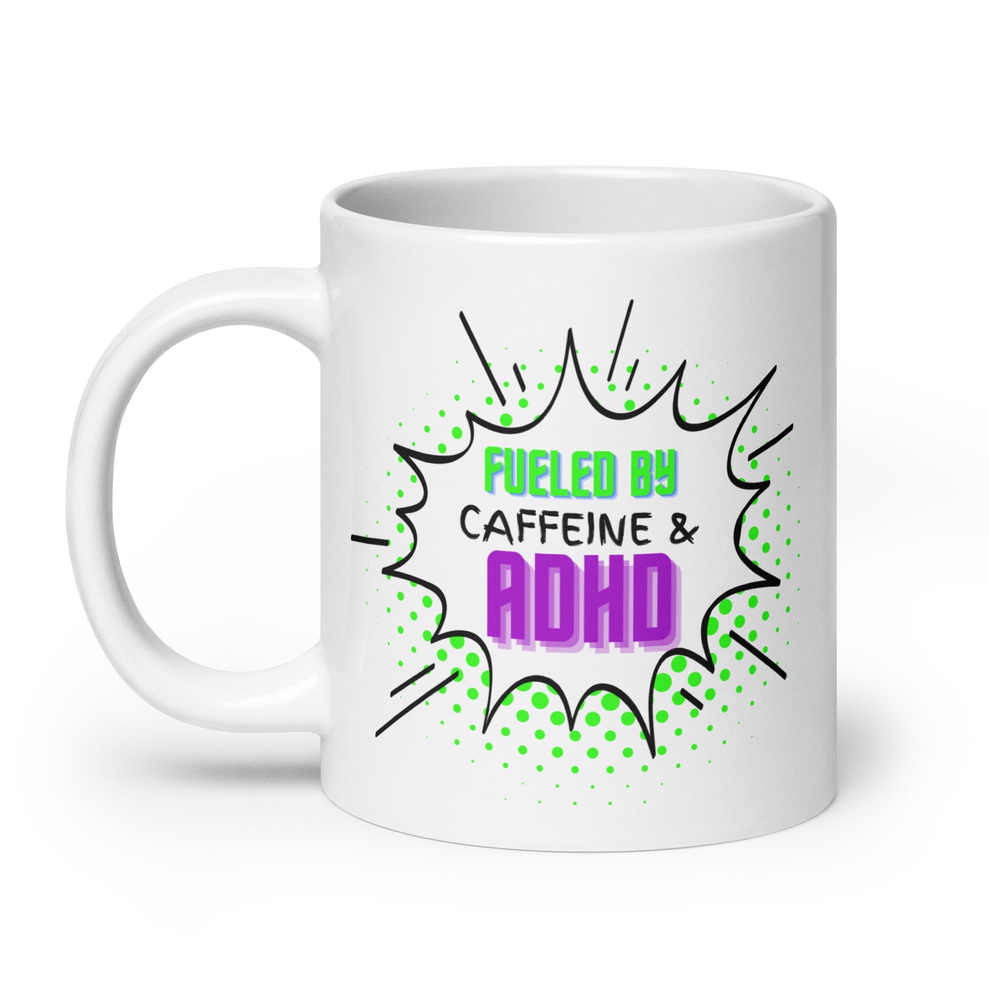 Caffeine ADHD White glossy mug