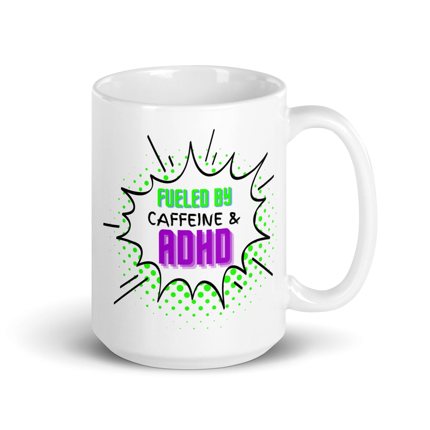 Caffeine ADHD White glossy mug