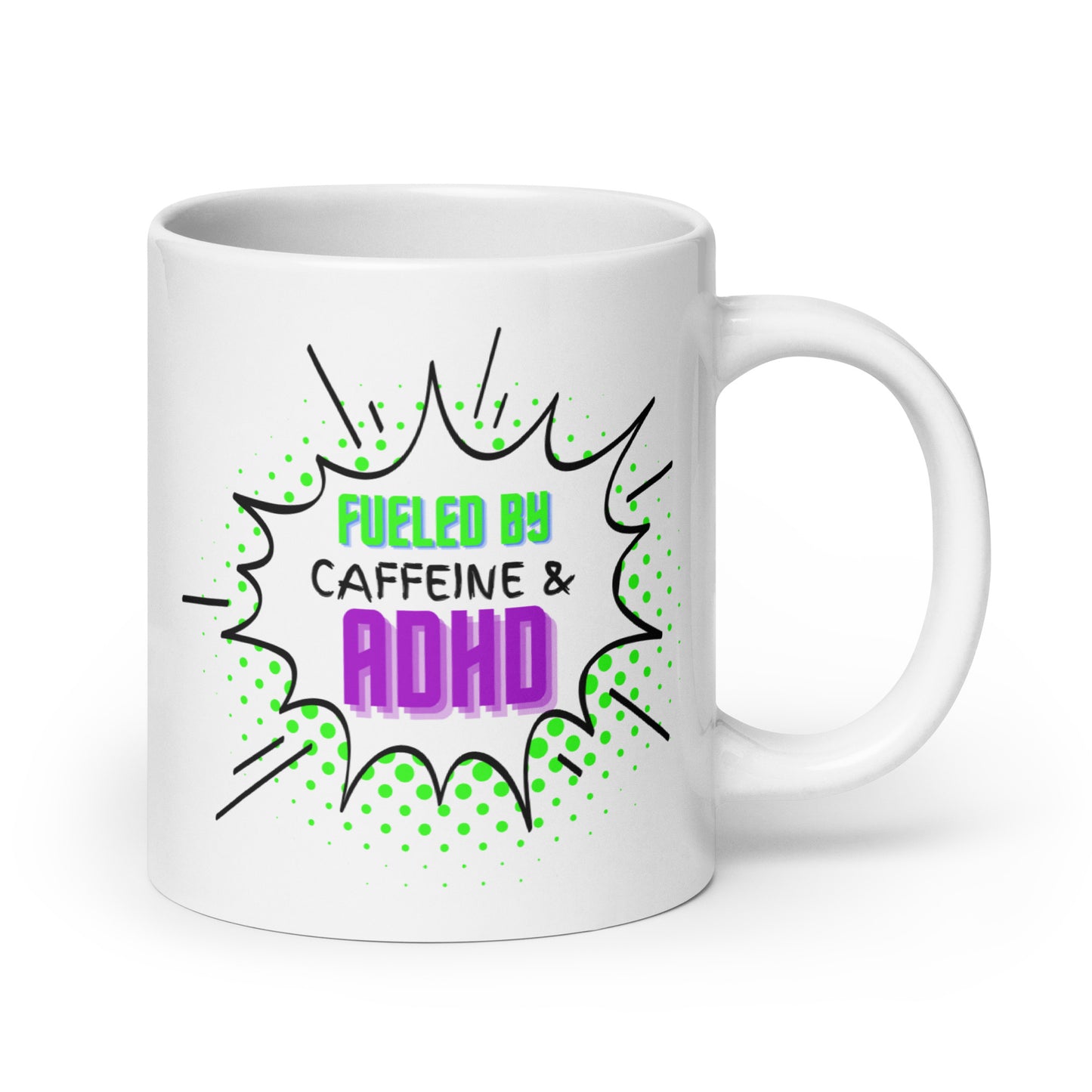 Caffeine ADHD White glossy mug