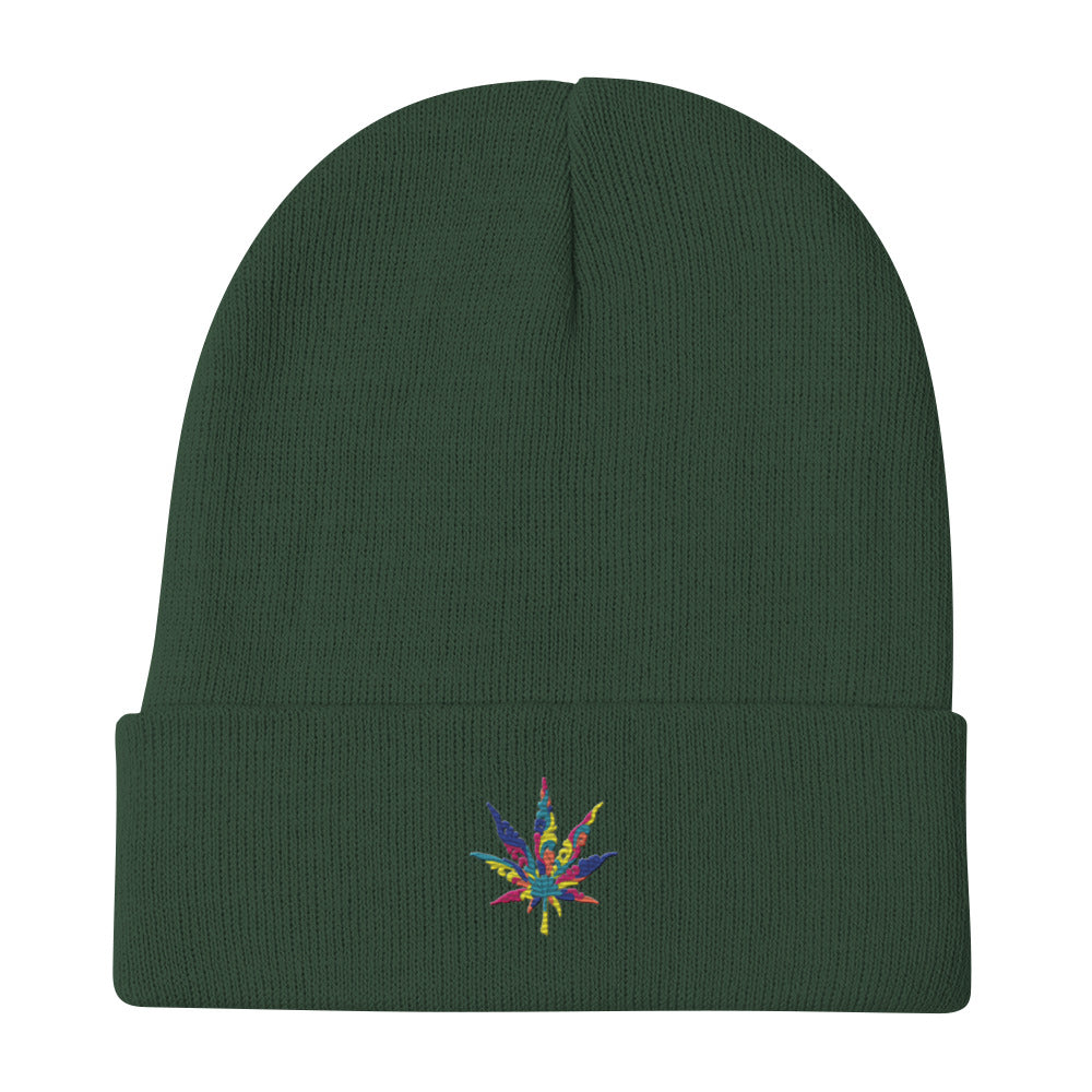 Canna-leaf knit beanie