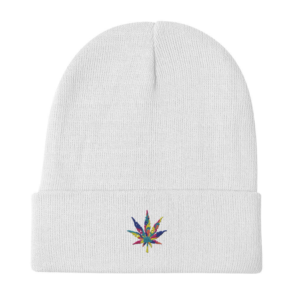 Canna-leaf knit beanie