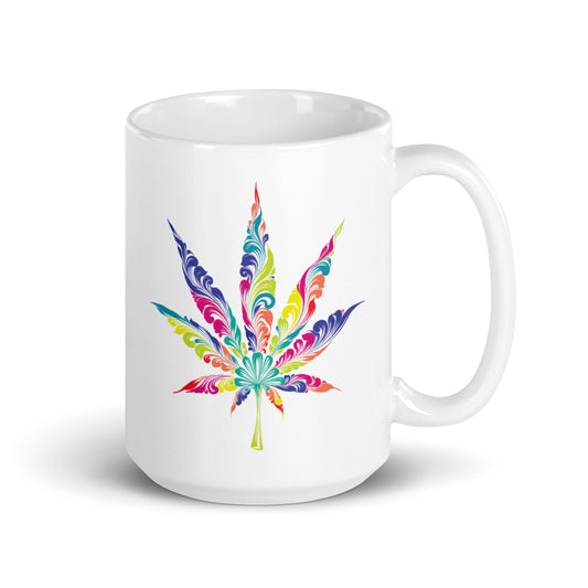 Canna Leaf white glossy mug