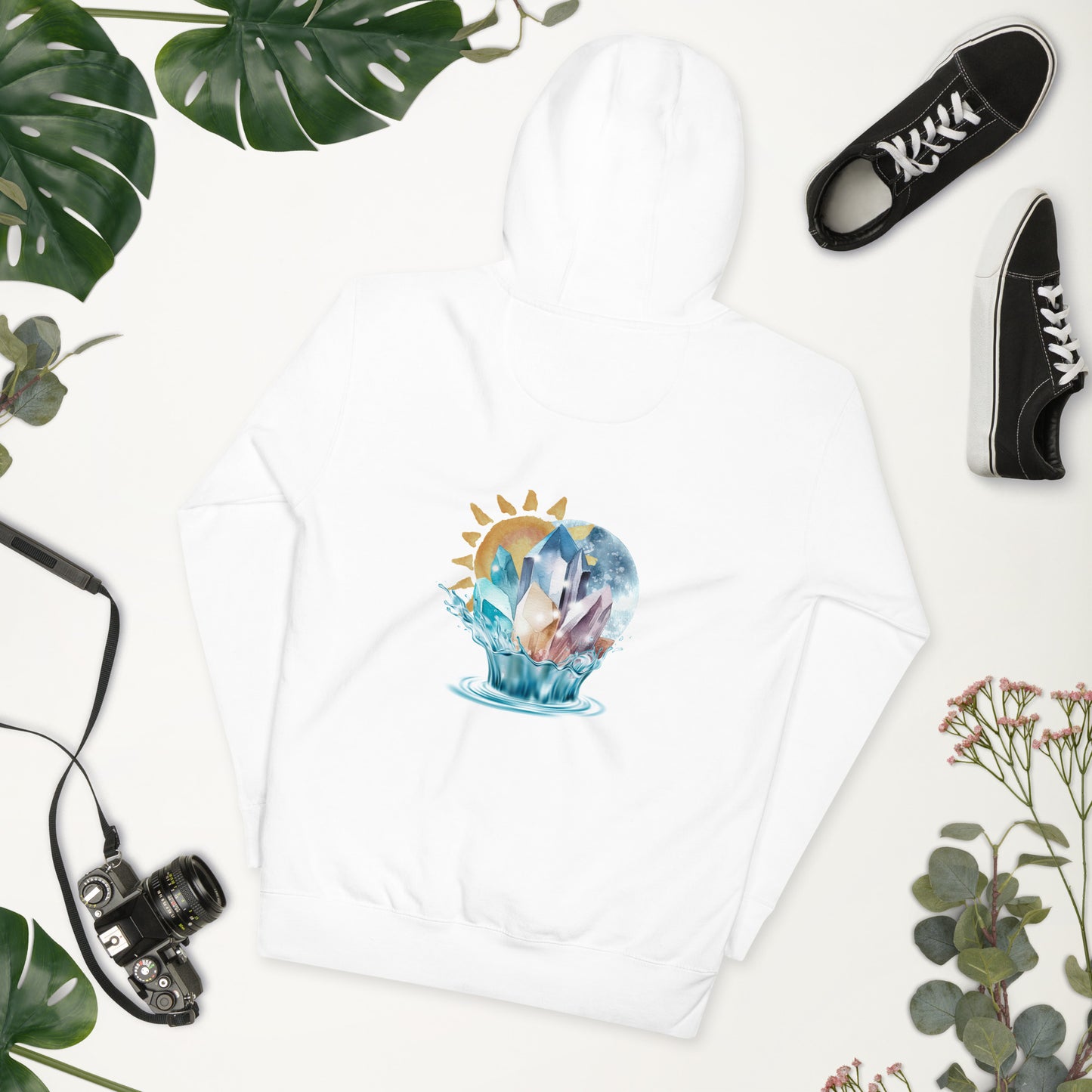 Celestial Harmony White Unisex Hoodie