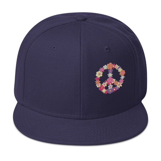 Floral Peace Sign Snapback Hat