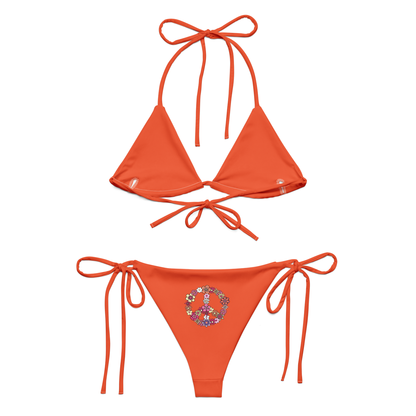 Floral Peace Sign recycled-string-bikini