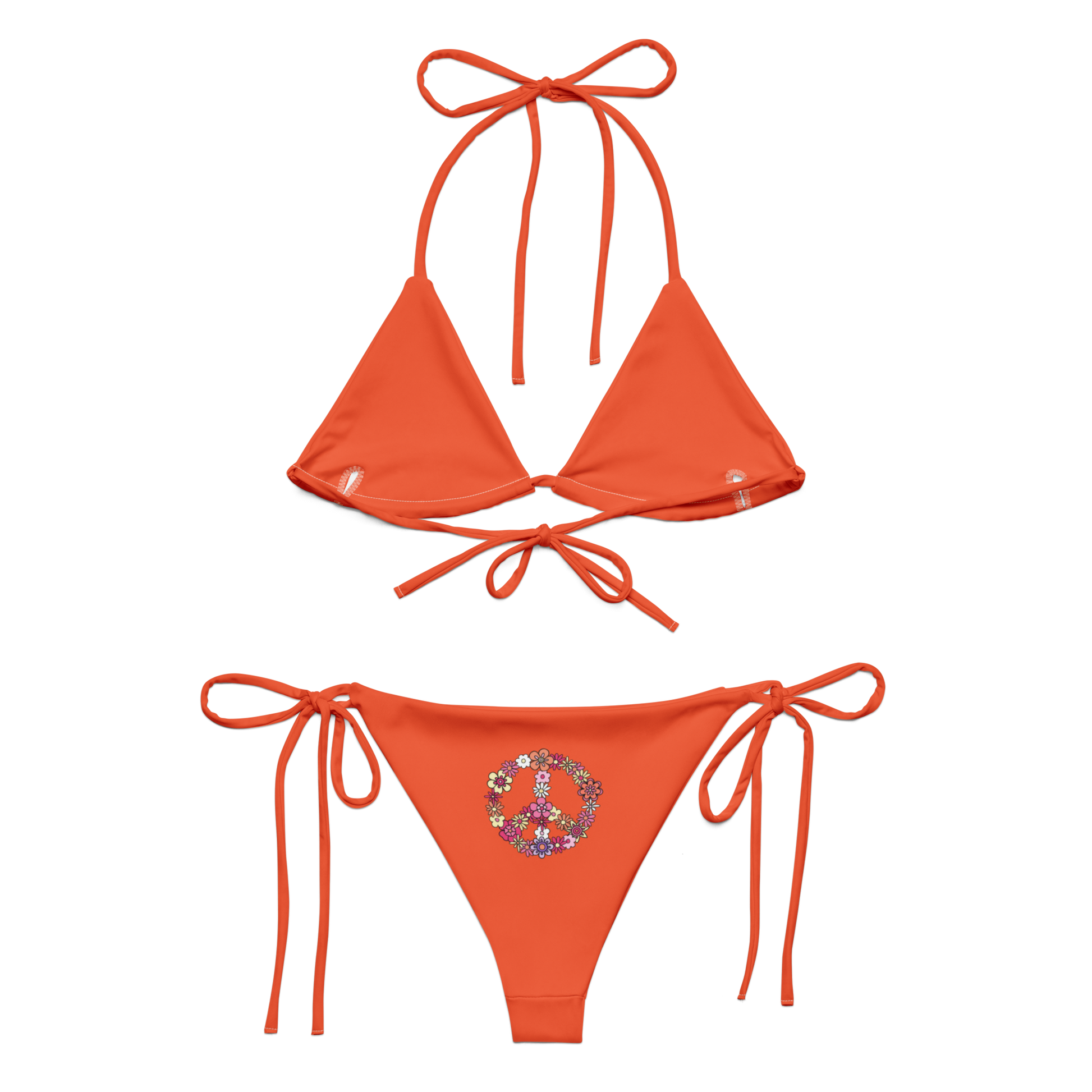 Floral Peace Sign recycled-string-bikini