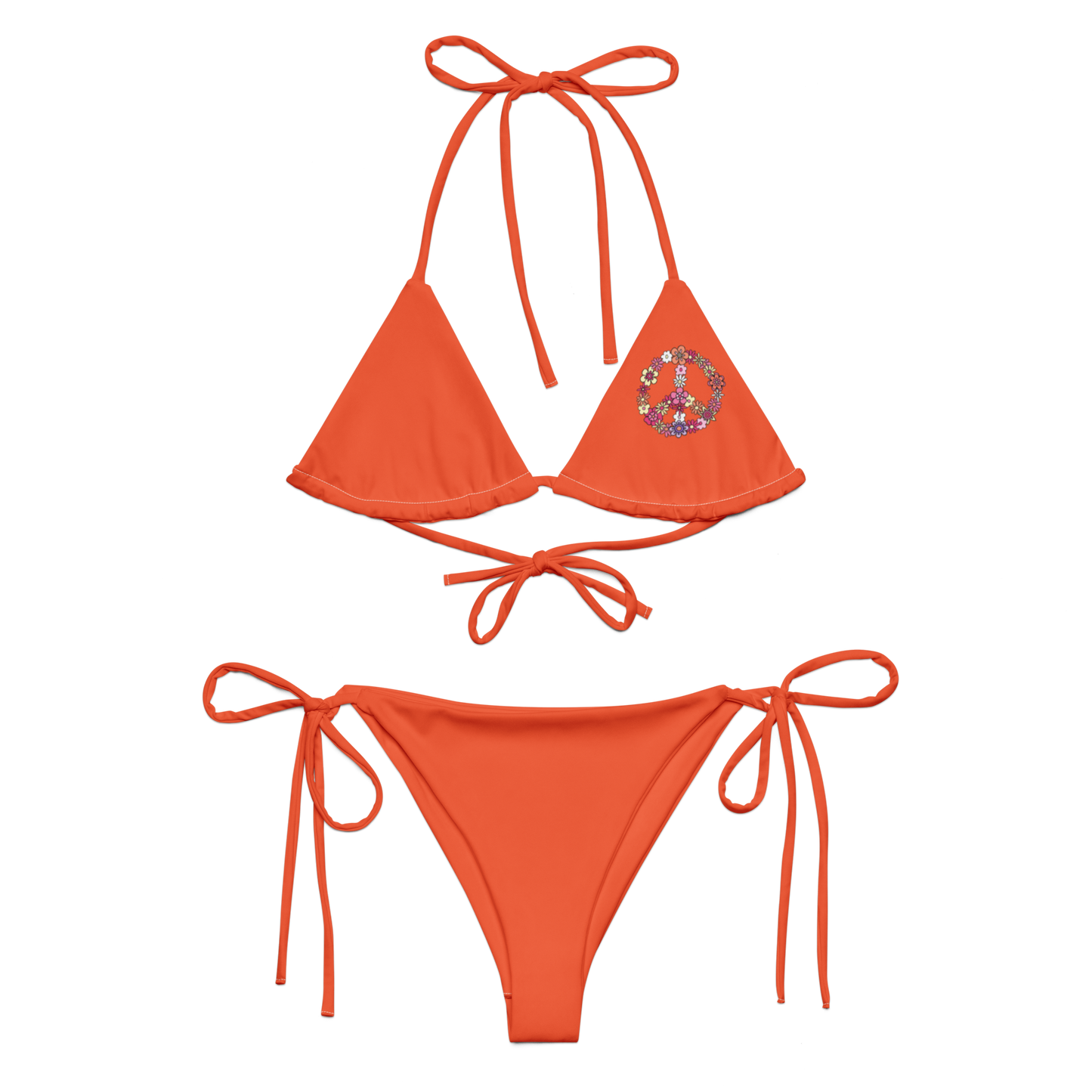 Floral Peace Sign recycled-string-bikini