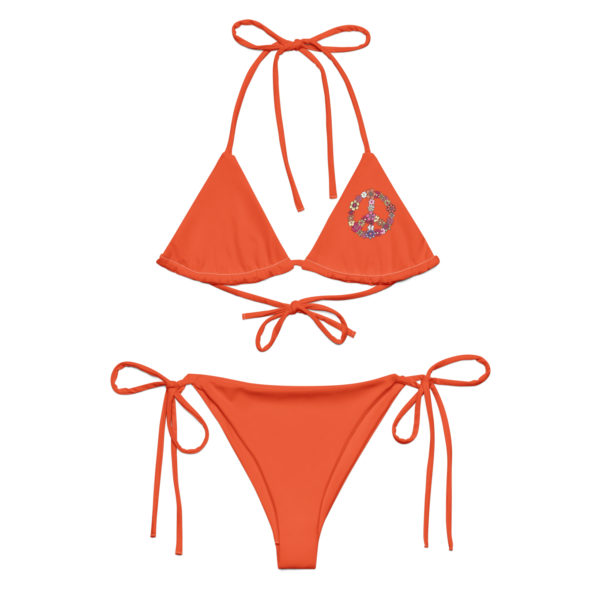 Floral Peace Sign recycled-string-bikini