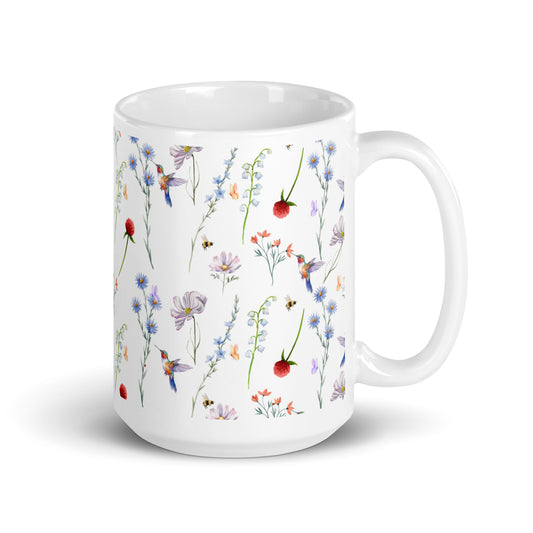 Pollinators White glossy mug