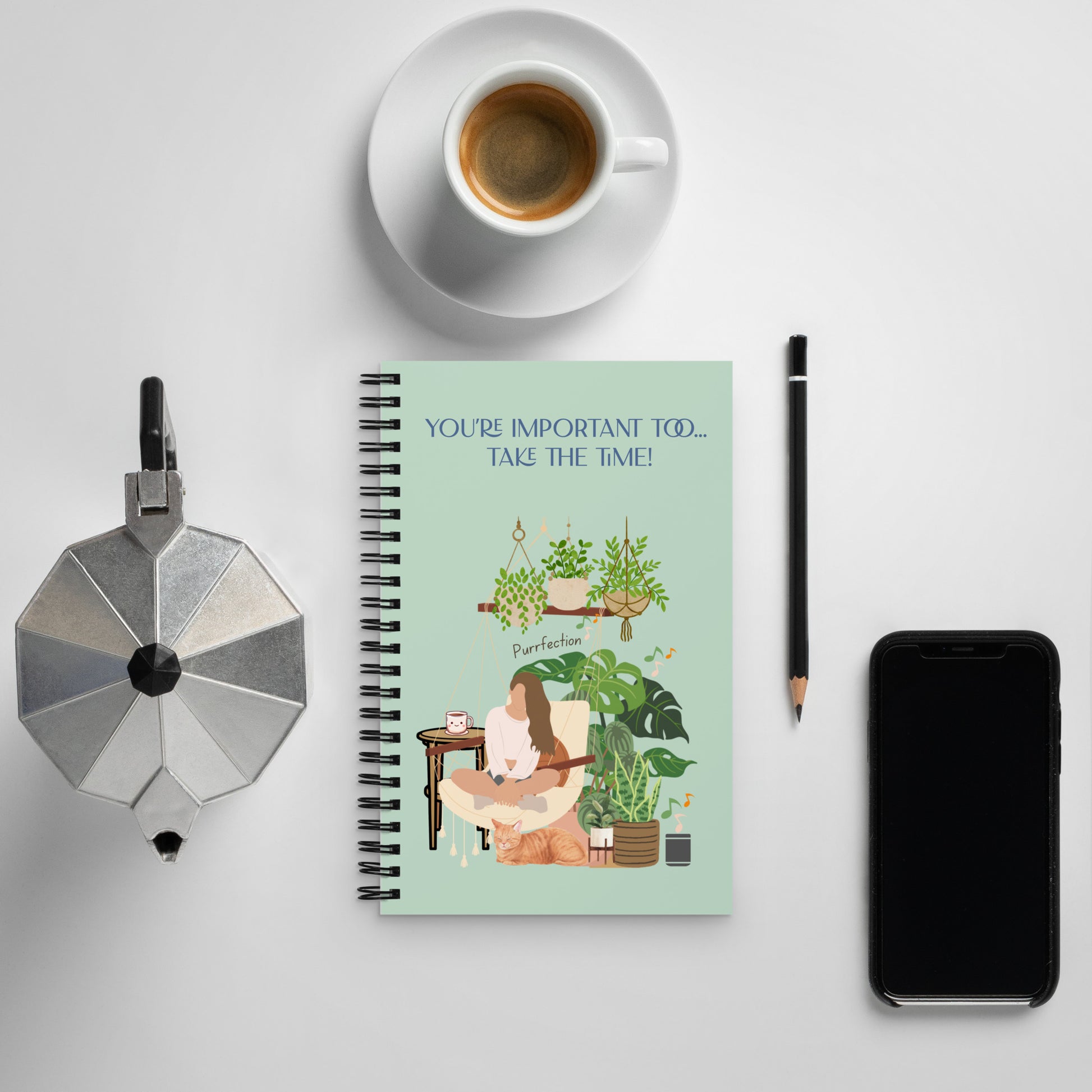 Purrfection Designed Spiral notebook for motivation