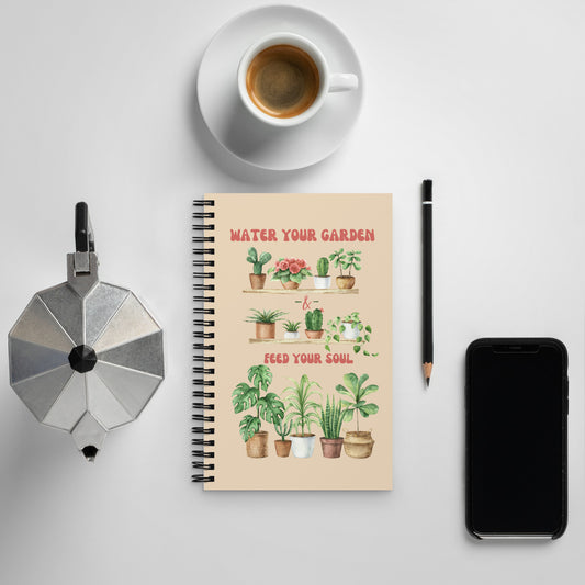 Water Your Garden Spiral Notebook with flowers