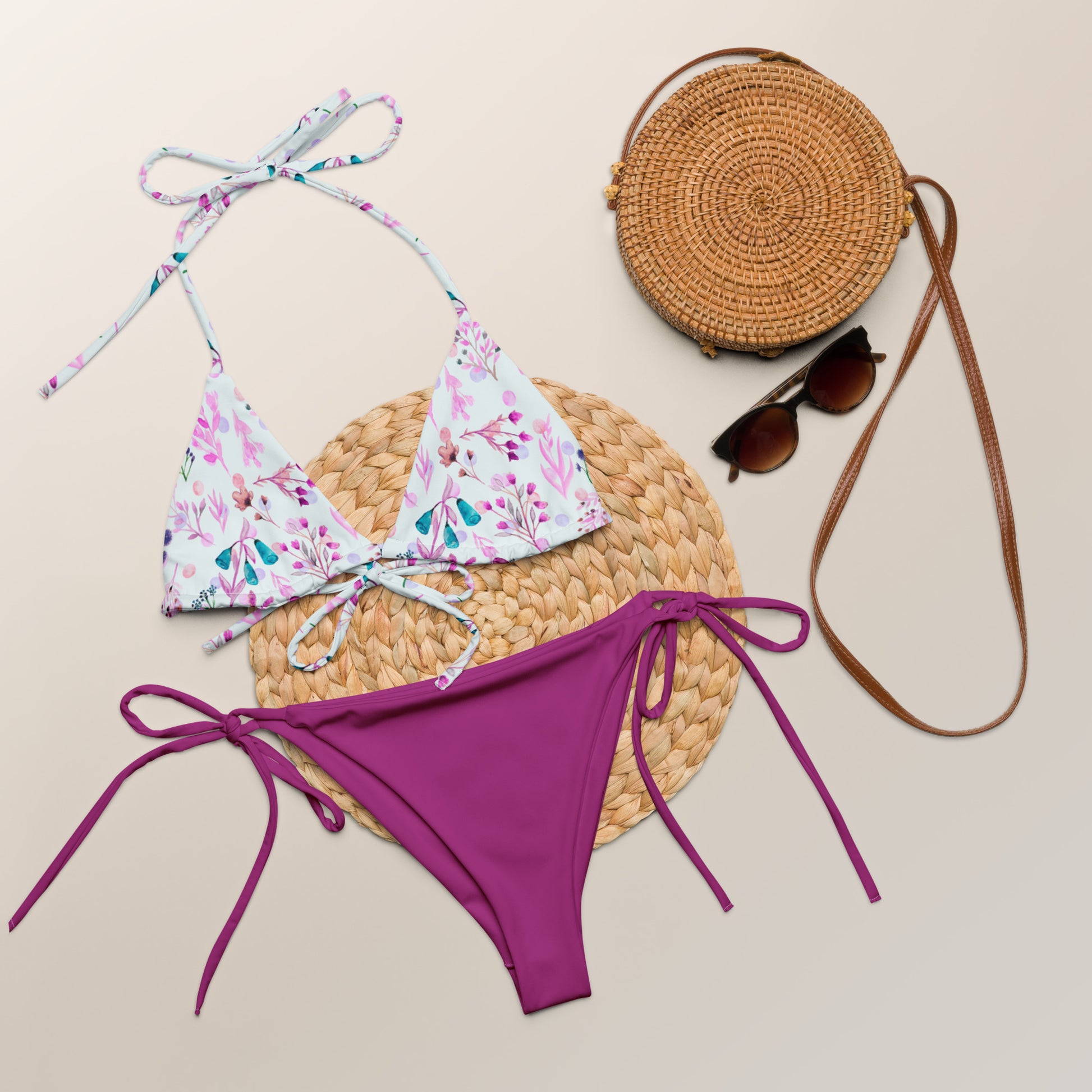 Wild Flower Print recycled-string-bikini