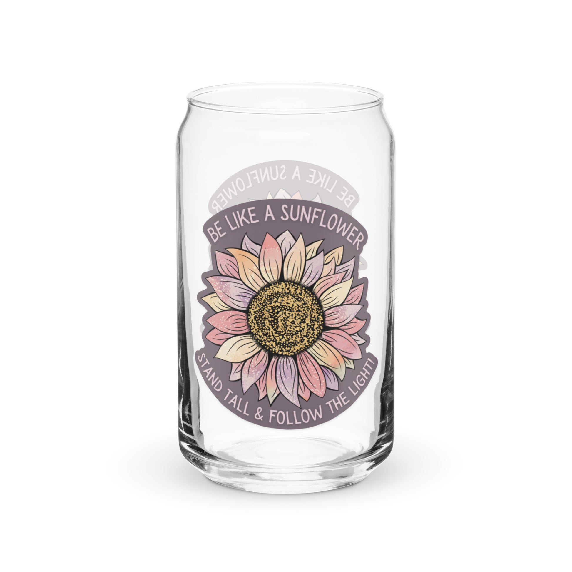 Sunflower sticker can shaped glass