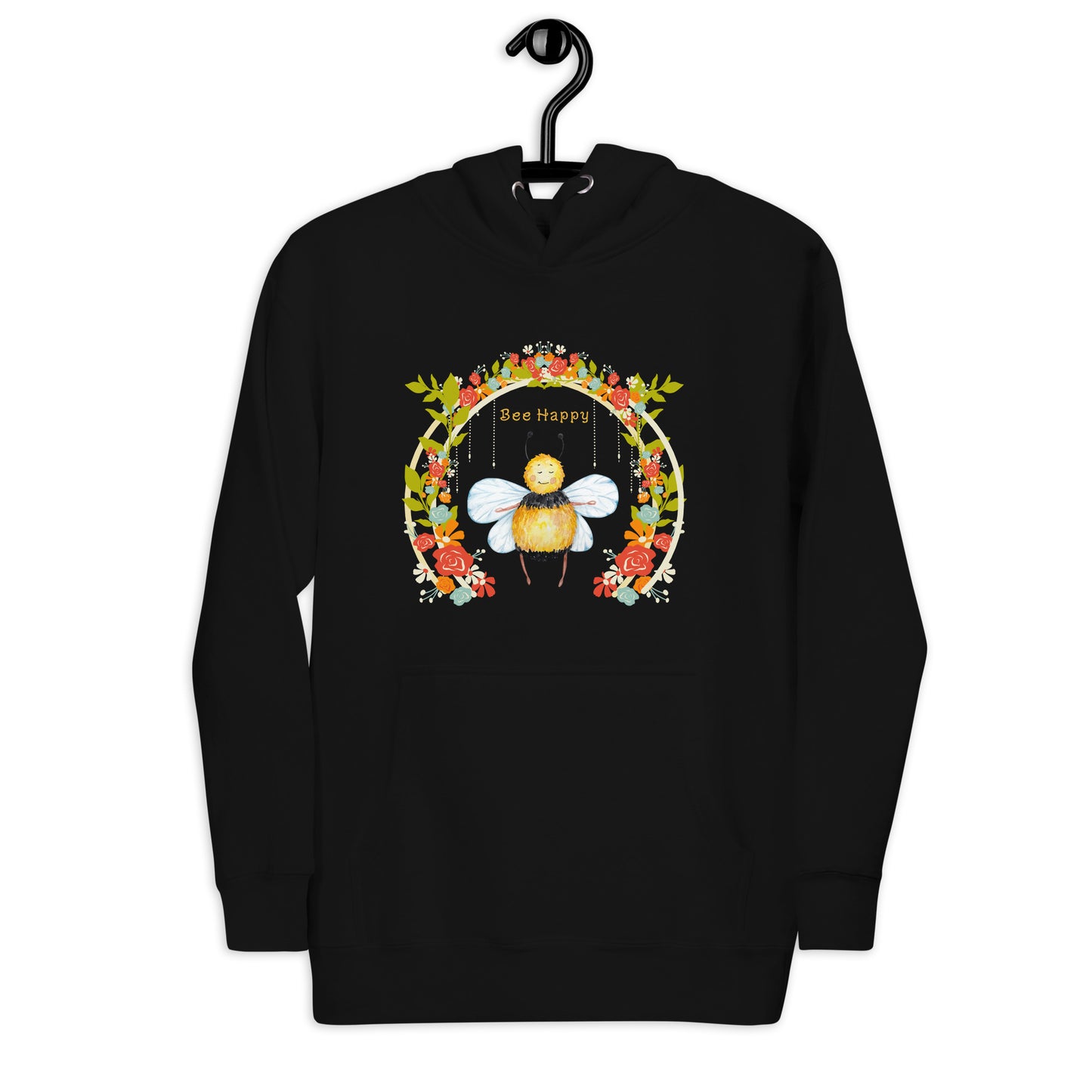 Unisex Bee Happy black Hoodie