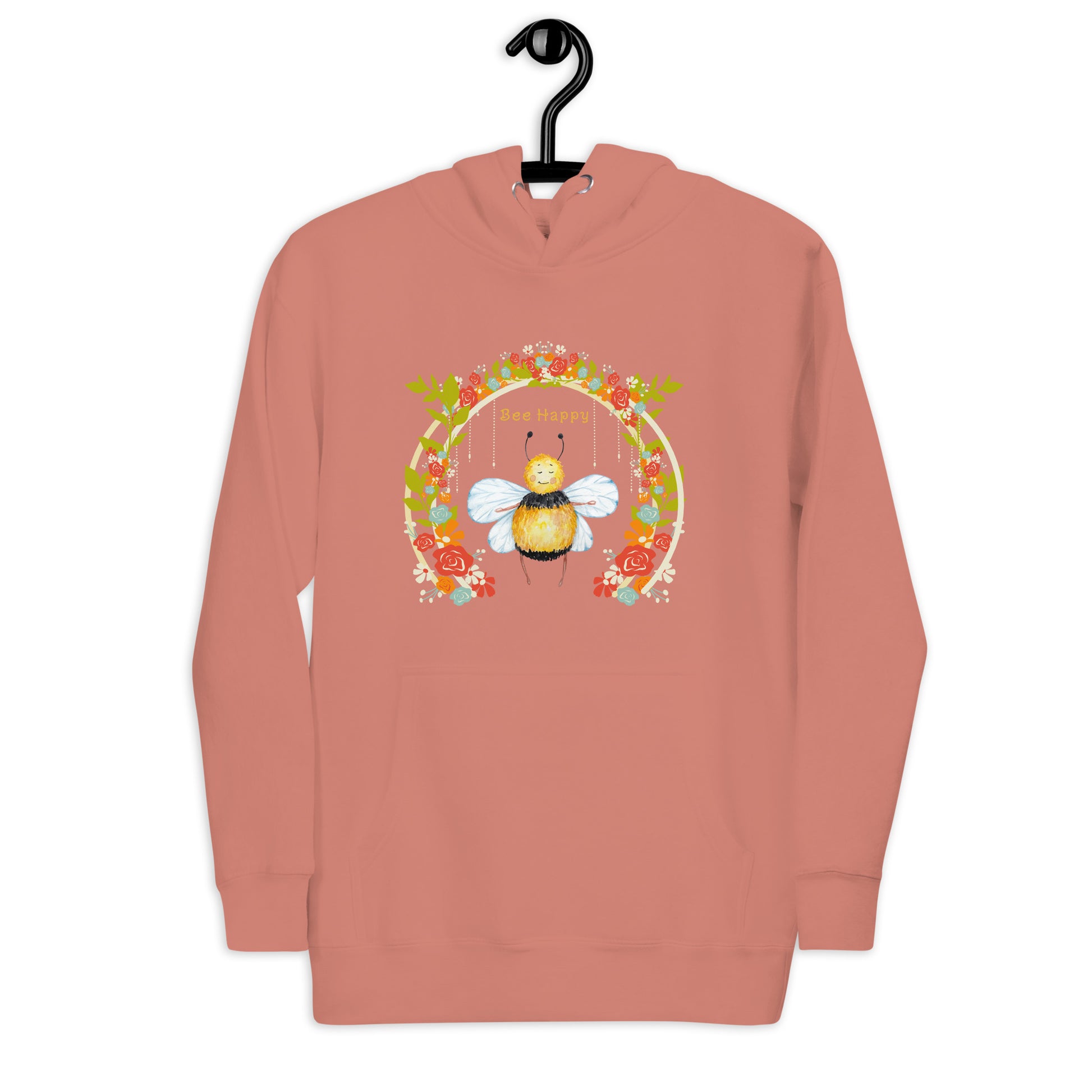 Unisex Bee Happy rose pink Hoodie