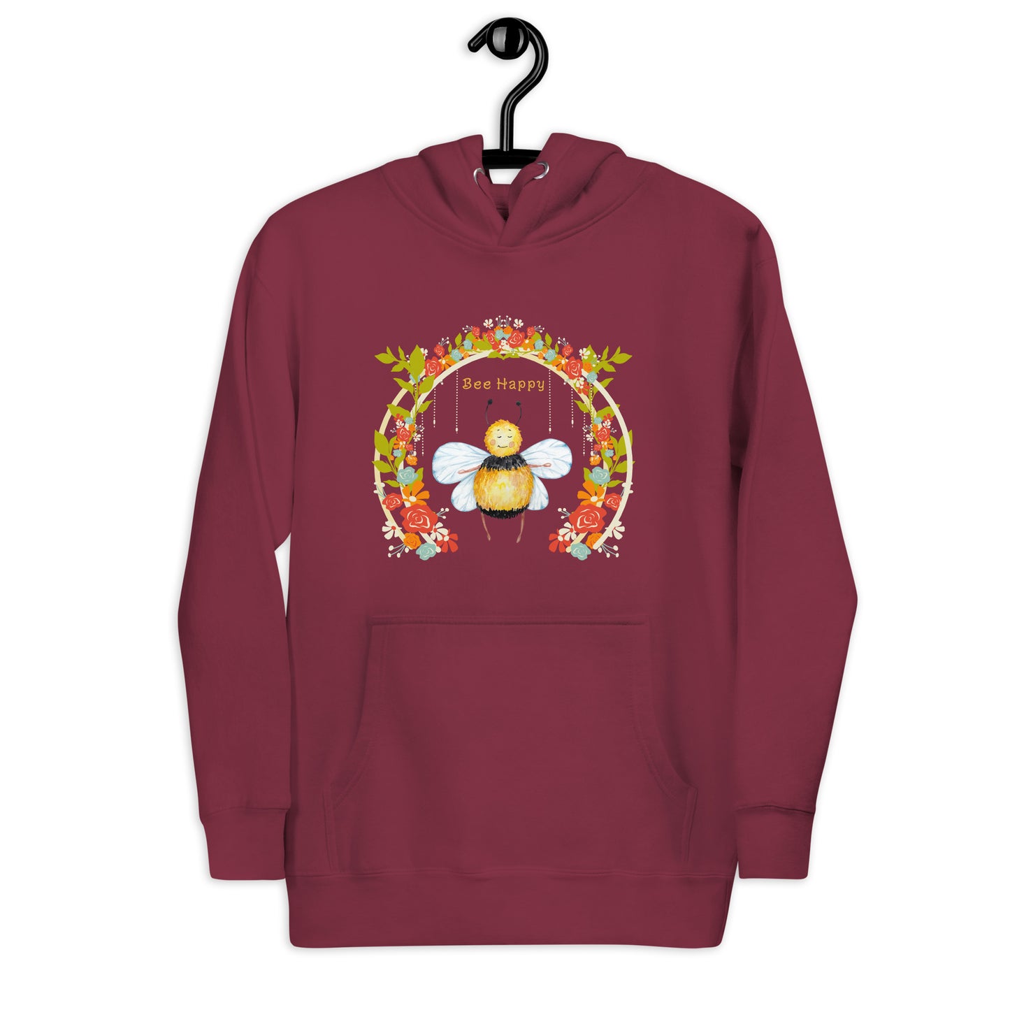 Unisex Bee Happy maroon Hoodie