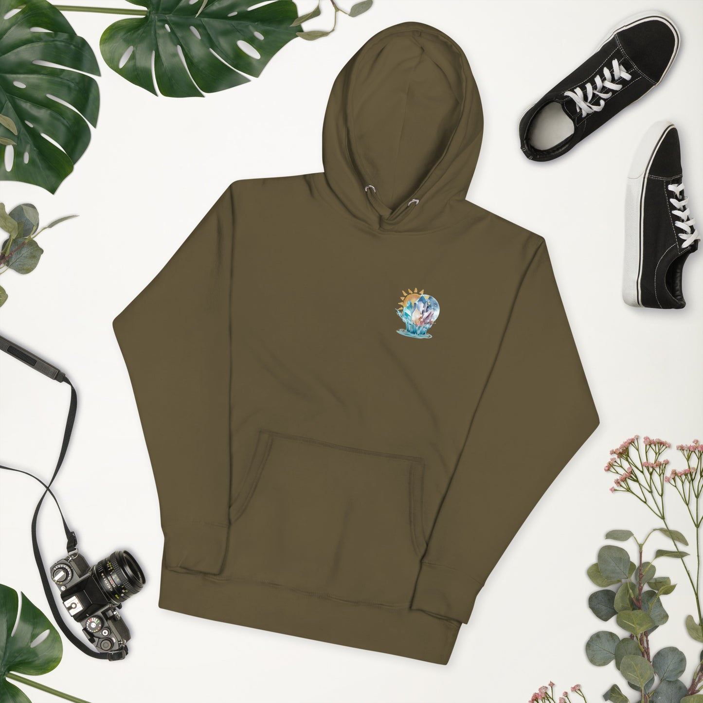 Celestial Harmony Military Green Unisex Hoodie