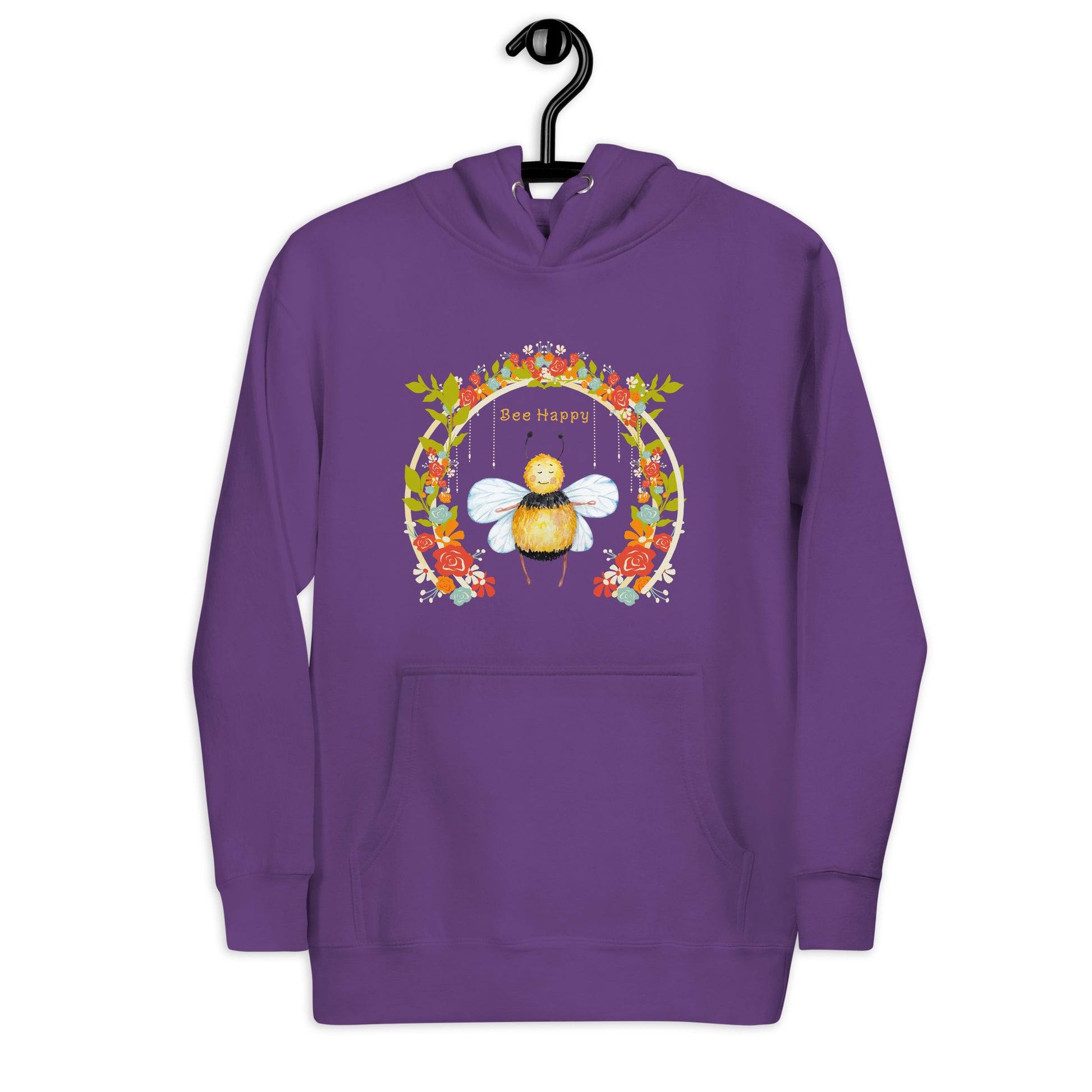 Unisex Bee Happy purple  Hoodie