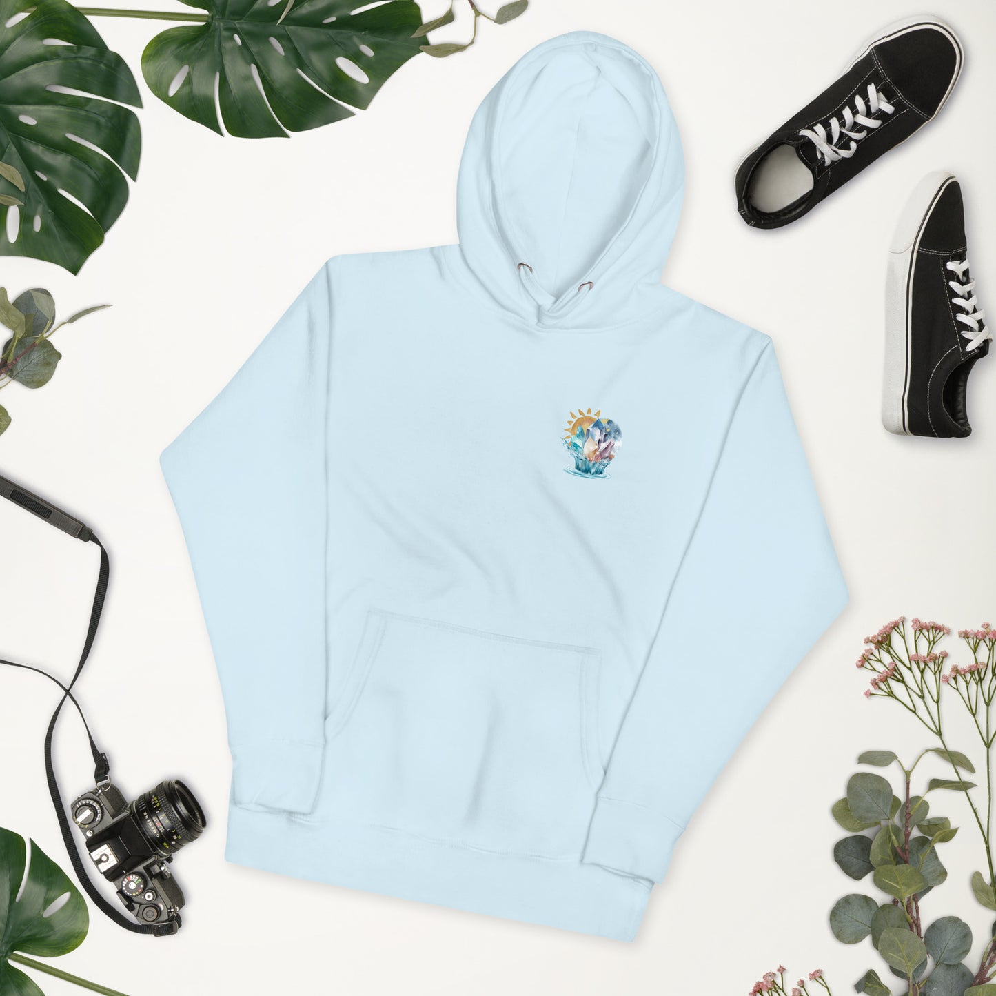 Celestial Harmony Sky Blue Unisex Hoodie