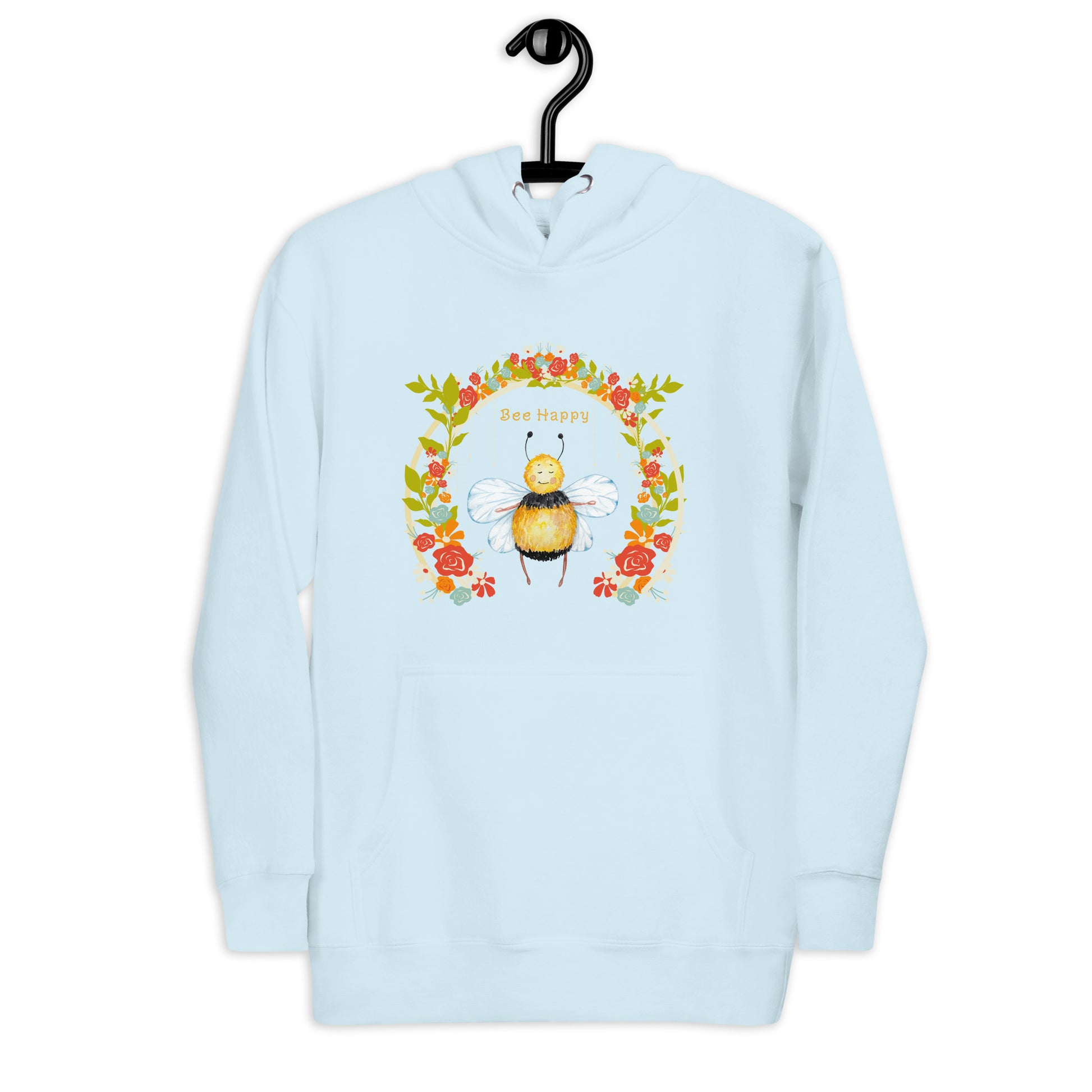 Unisex Bee Happy skyblue Hoodie