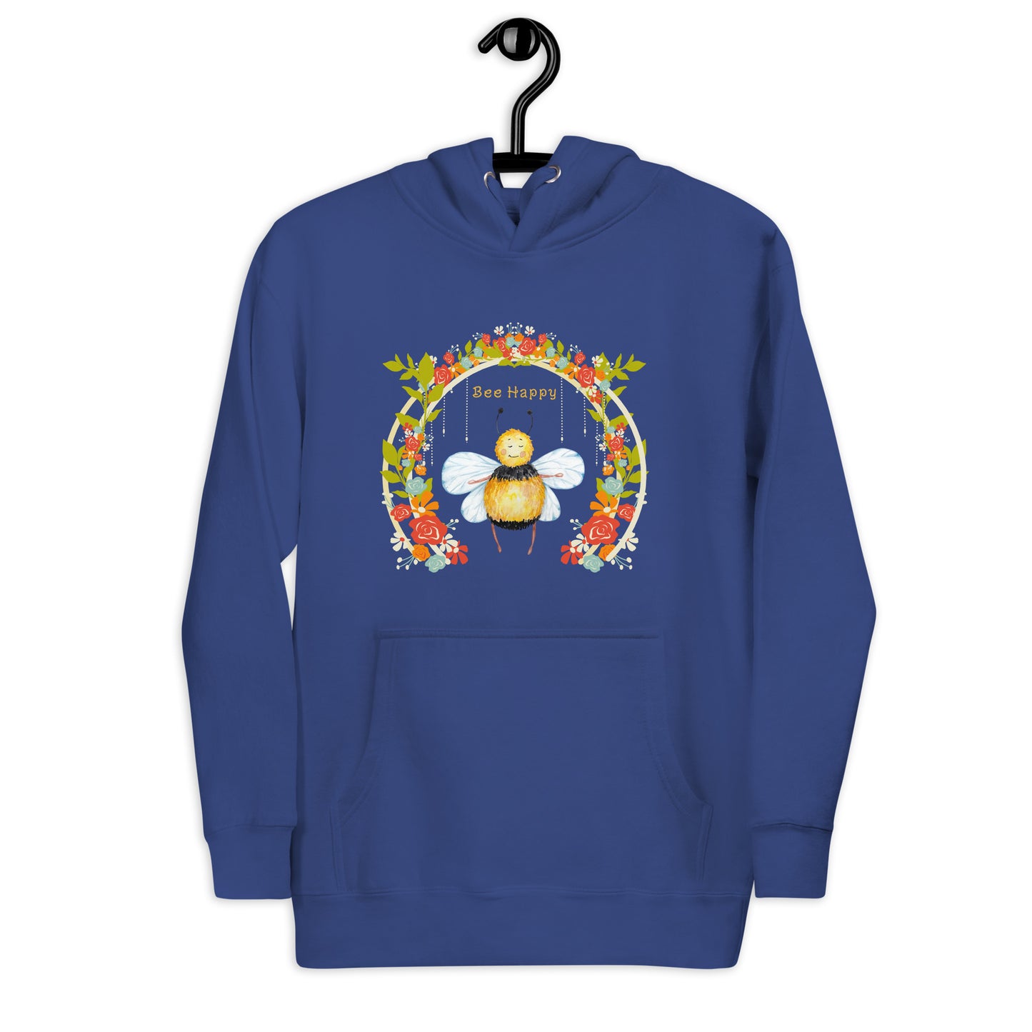 Unisex Bee Happy royal blue Hoodie