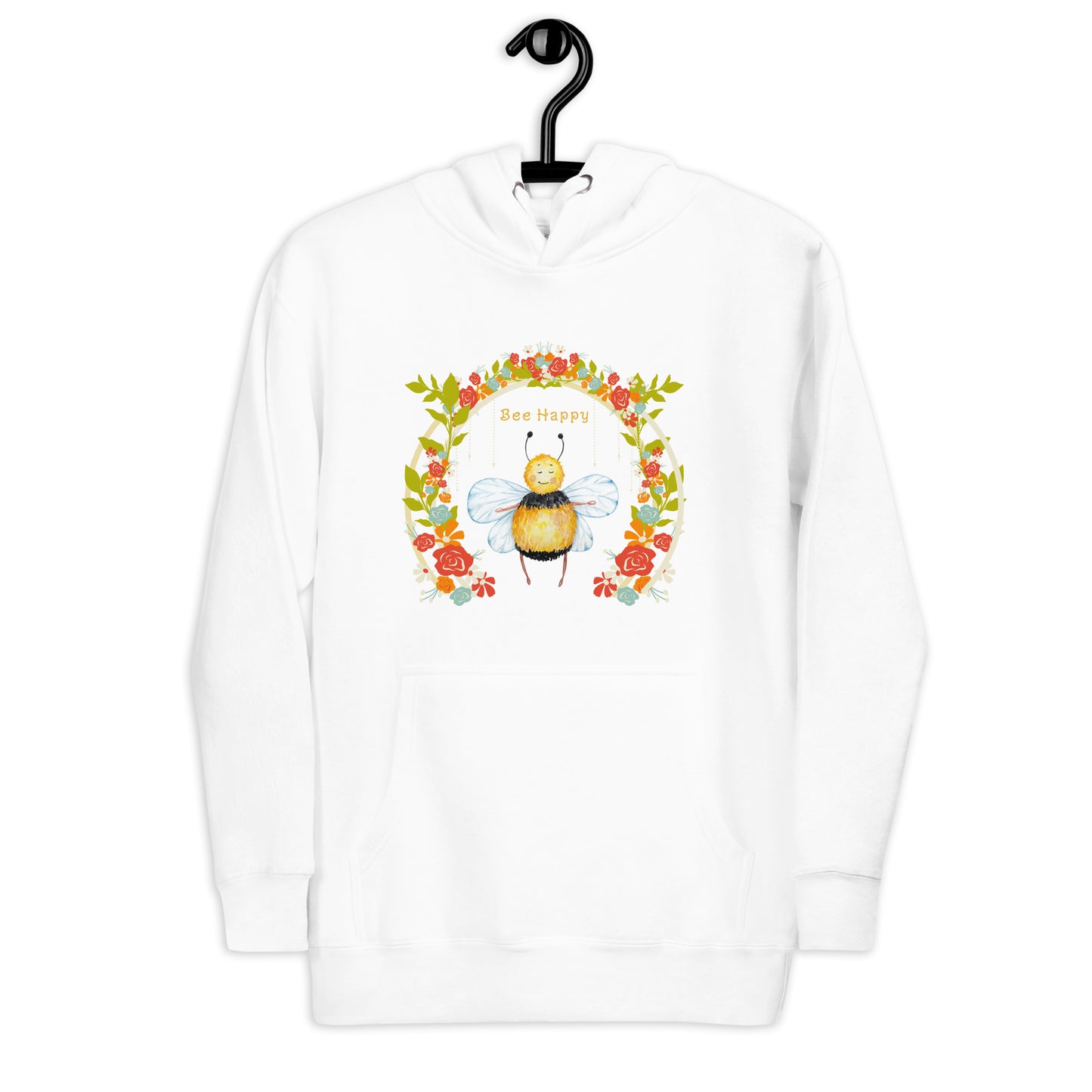 Unisex Bee Happy white Hoodie