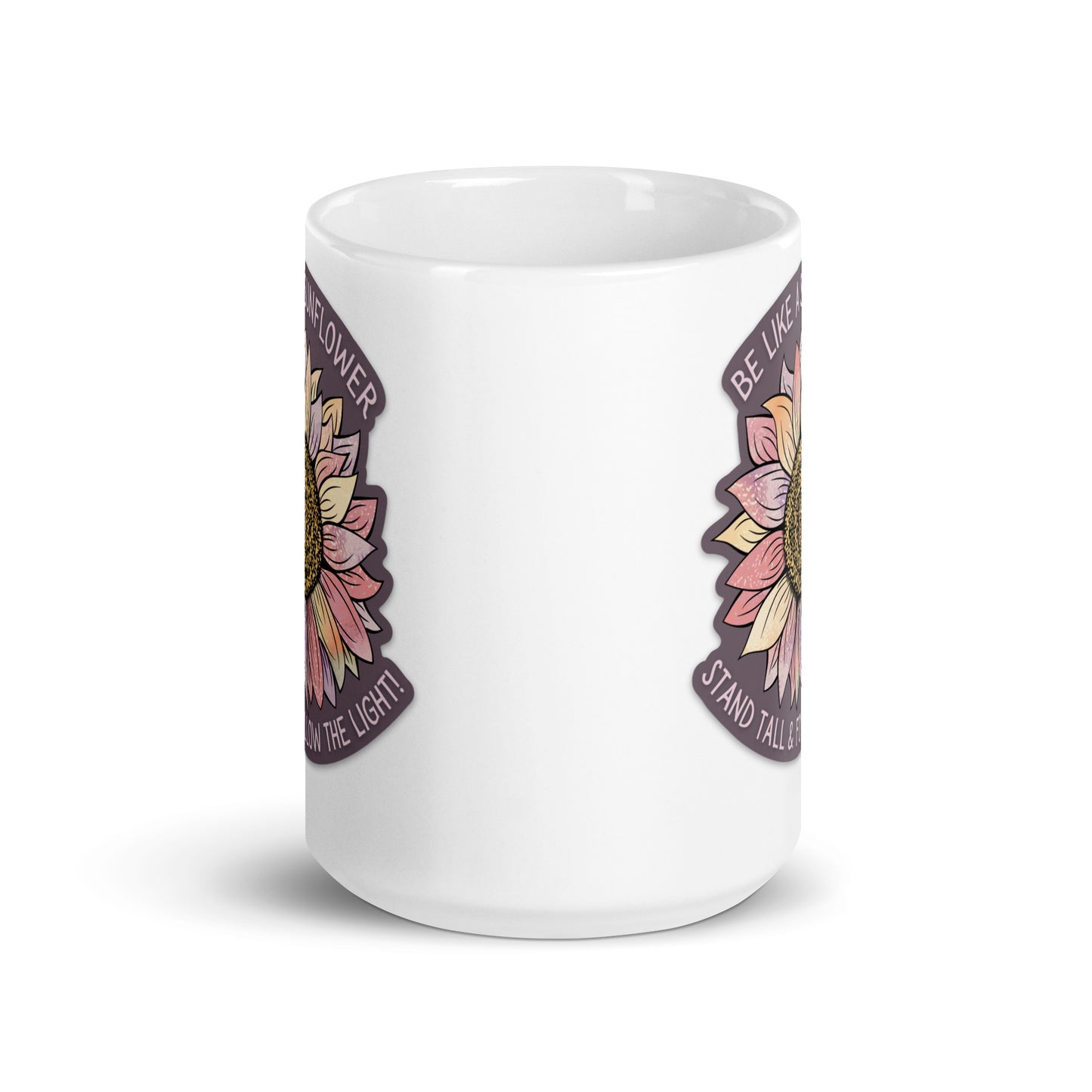 Sunflower sticker glossy white mug