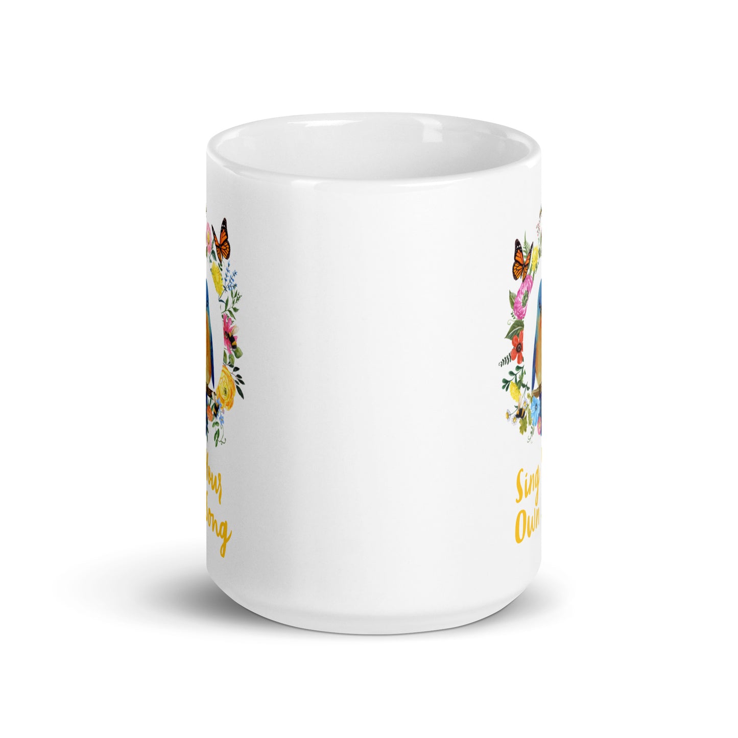 Bluebird Floral White glossy mug