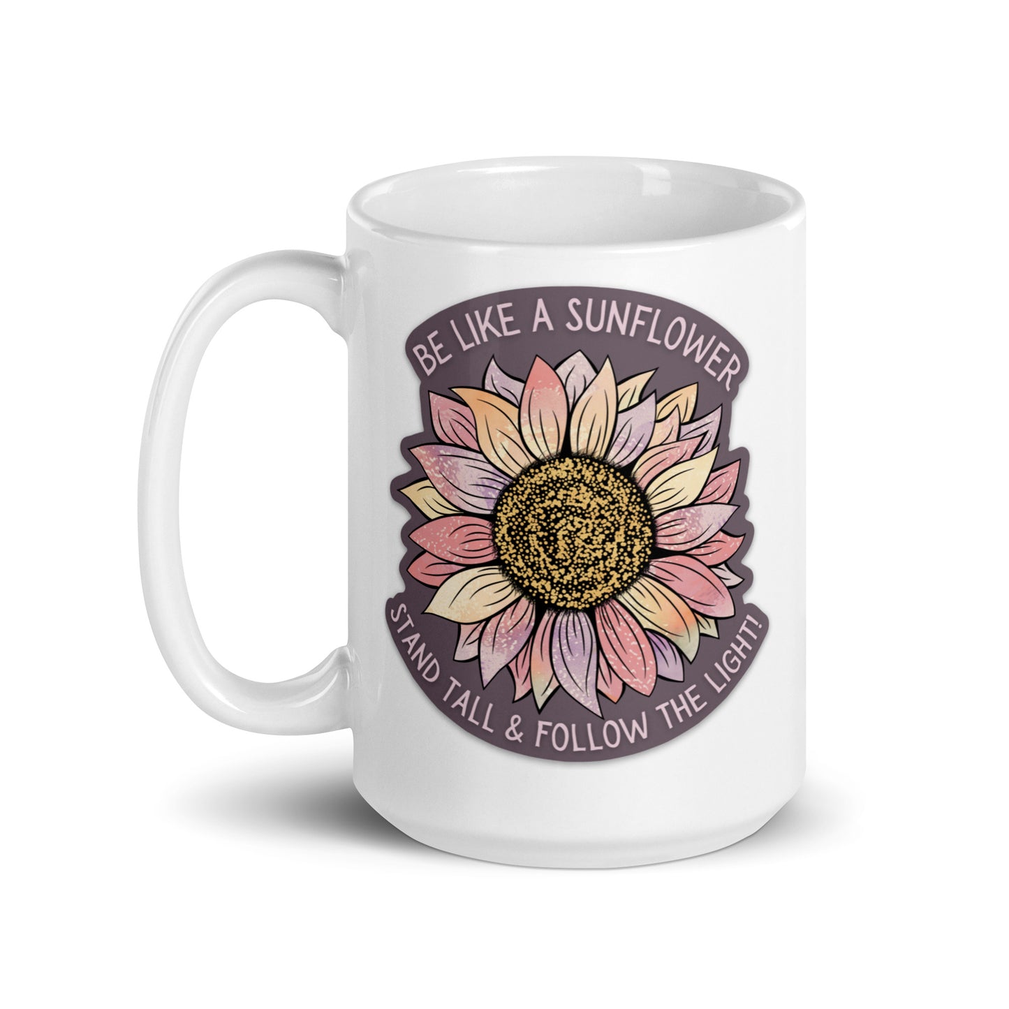 Sunflower sticker glossy white mug