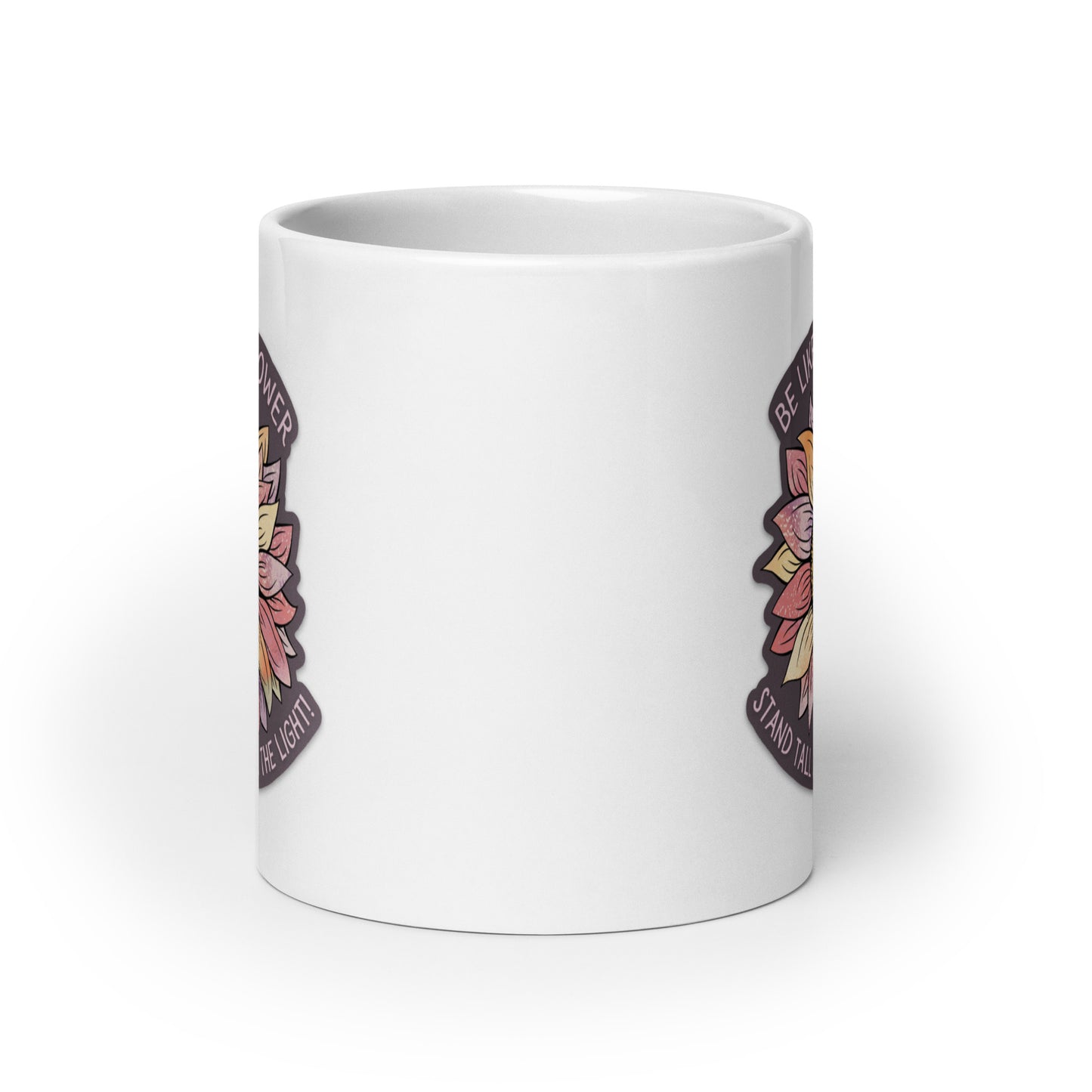 Sunflower sticker glossy white mug