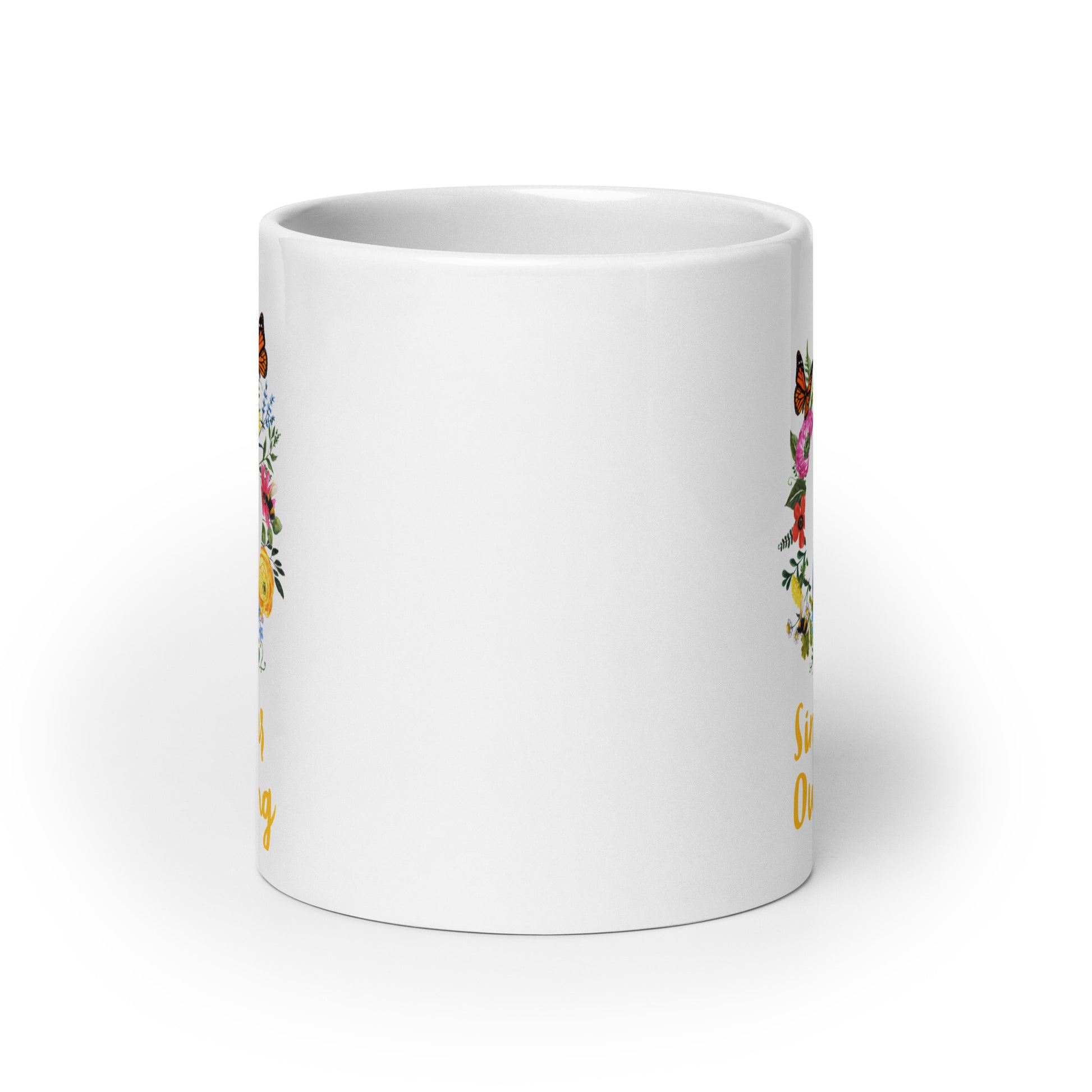 Bluebird Floral White glossy mug