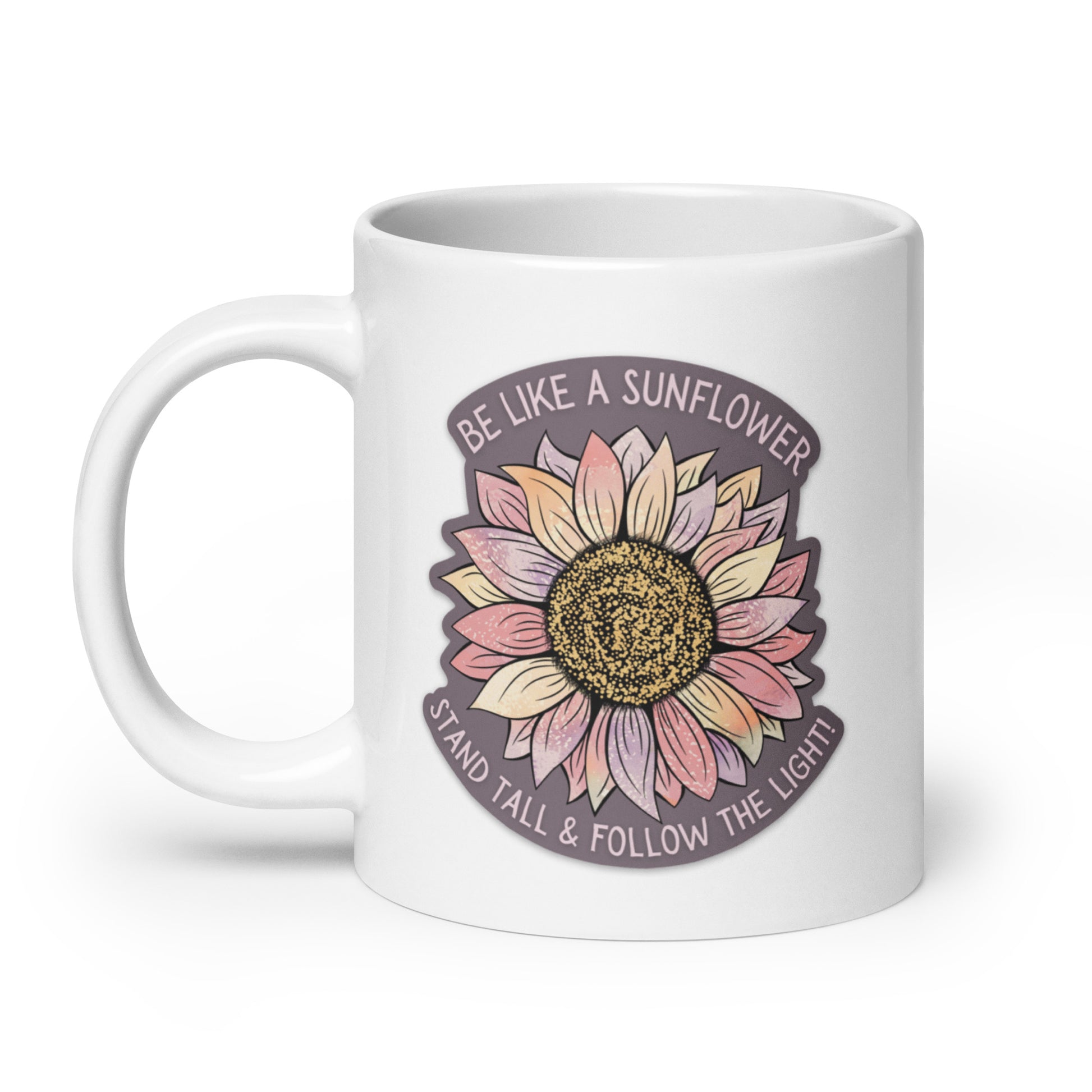 Sunflower sticker glossy white mug