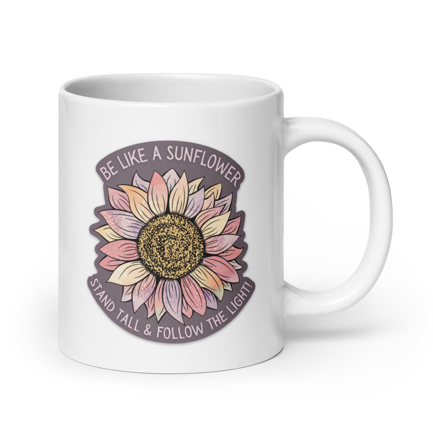 Sunflower sticker glossy white mug