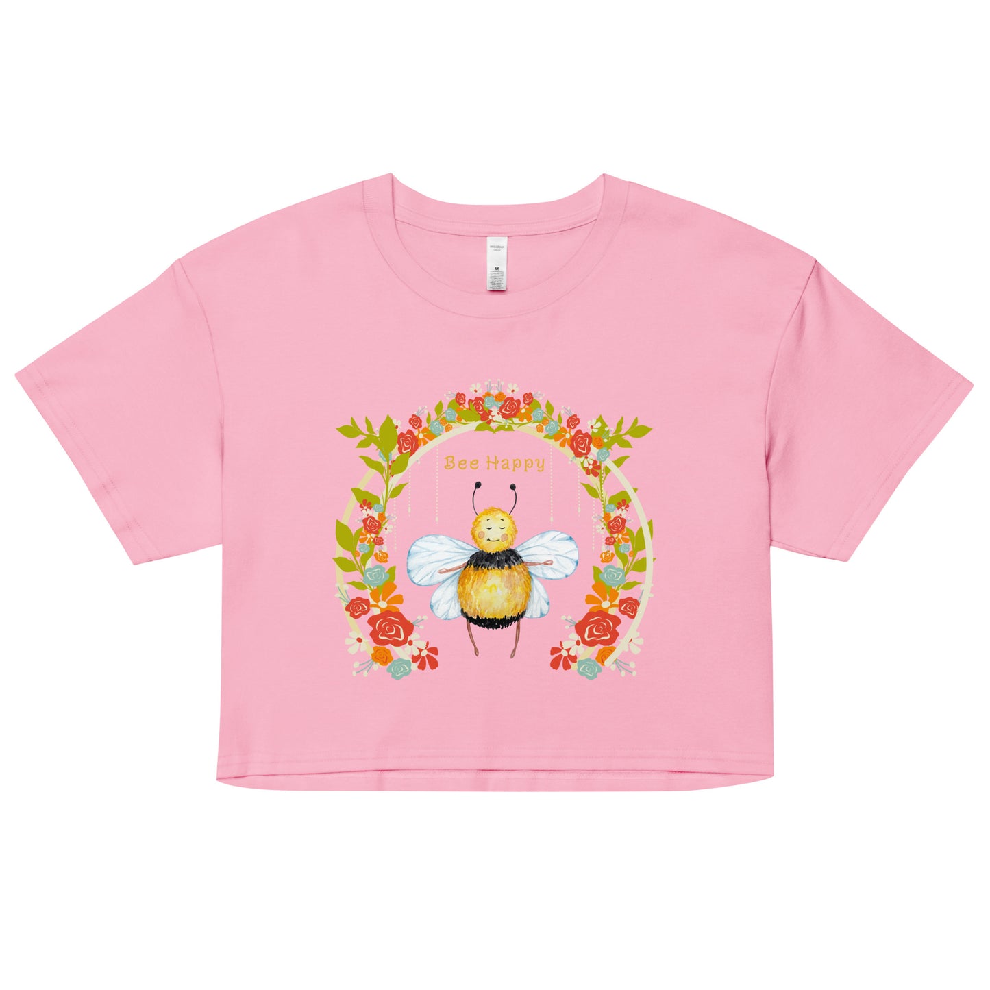 Bee Happy Women’s bubblegum crop top