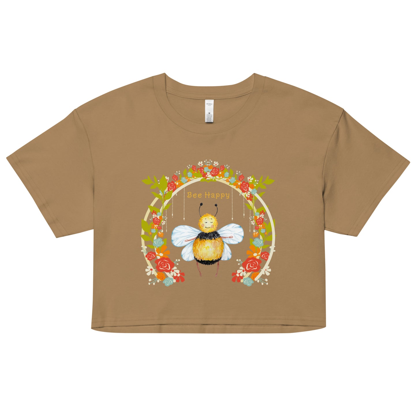 Bee Happy Women’s camel crop top