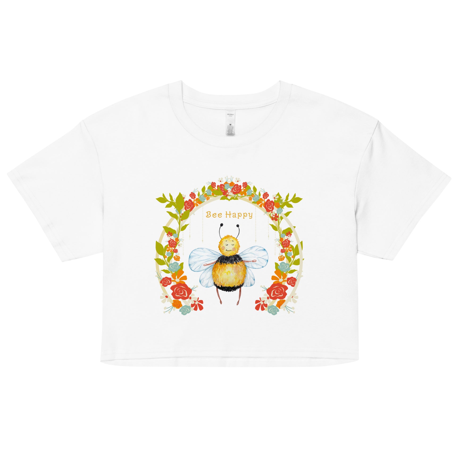 Bee Happy Women’s white crop top