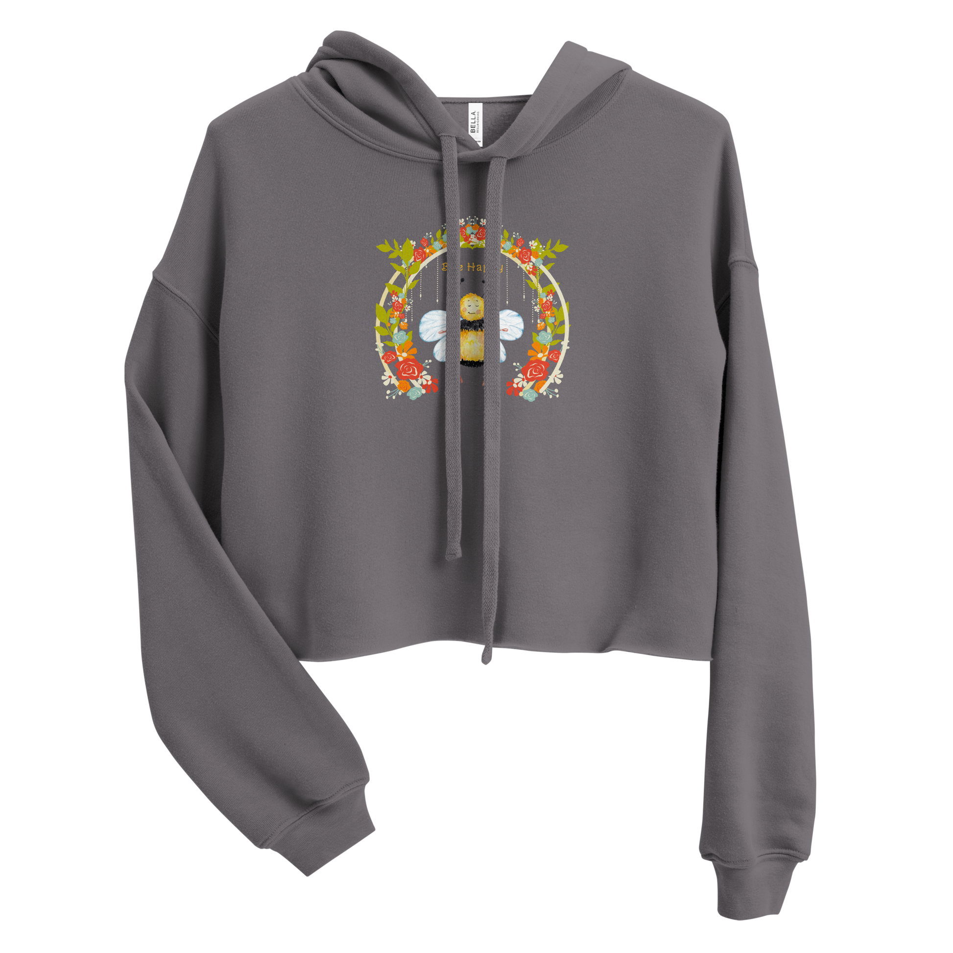 Women's Bee Happy storm Crop Hoodie