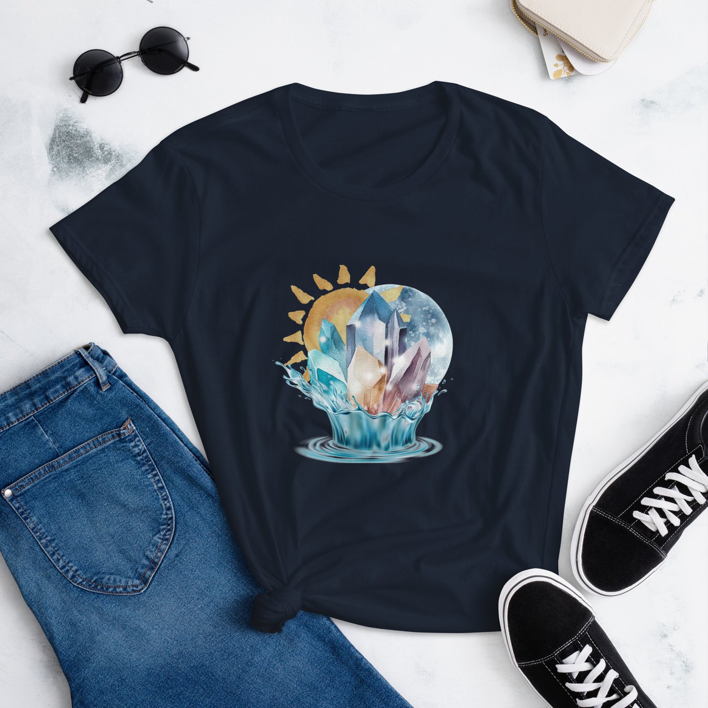 Celestial Harmony dark navy blue Women's short sleeve t-shirt