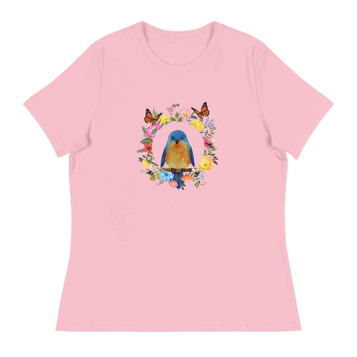 Bluebird Floral Women's pink Relaxed T-Shirt